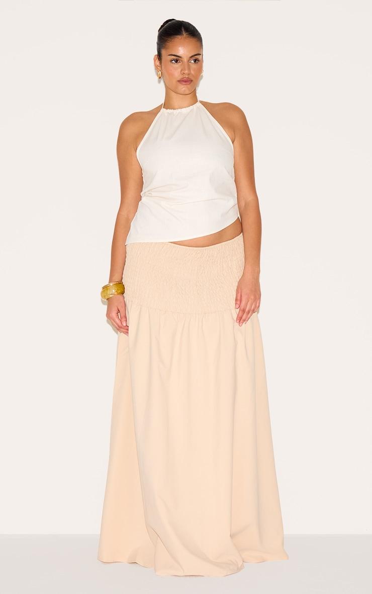 Plus Stone Shirred Waist Cotton Poplin Maxi Skirt Product Image