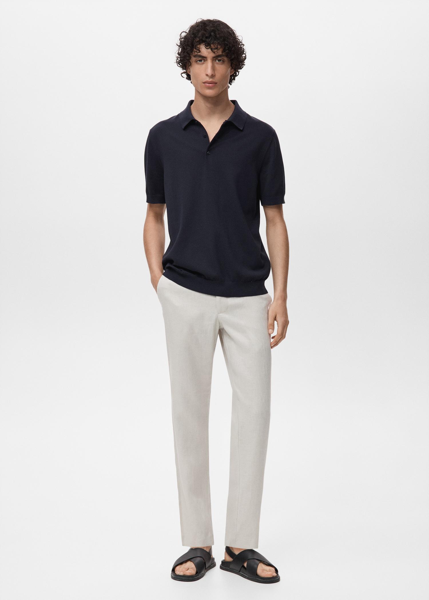 100% cotton fine-knit polo shirt - Men | MANGO USA Product Image