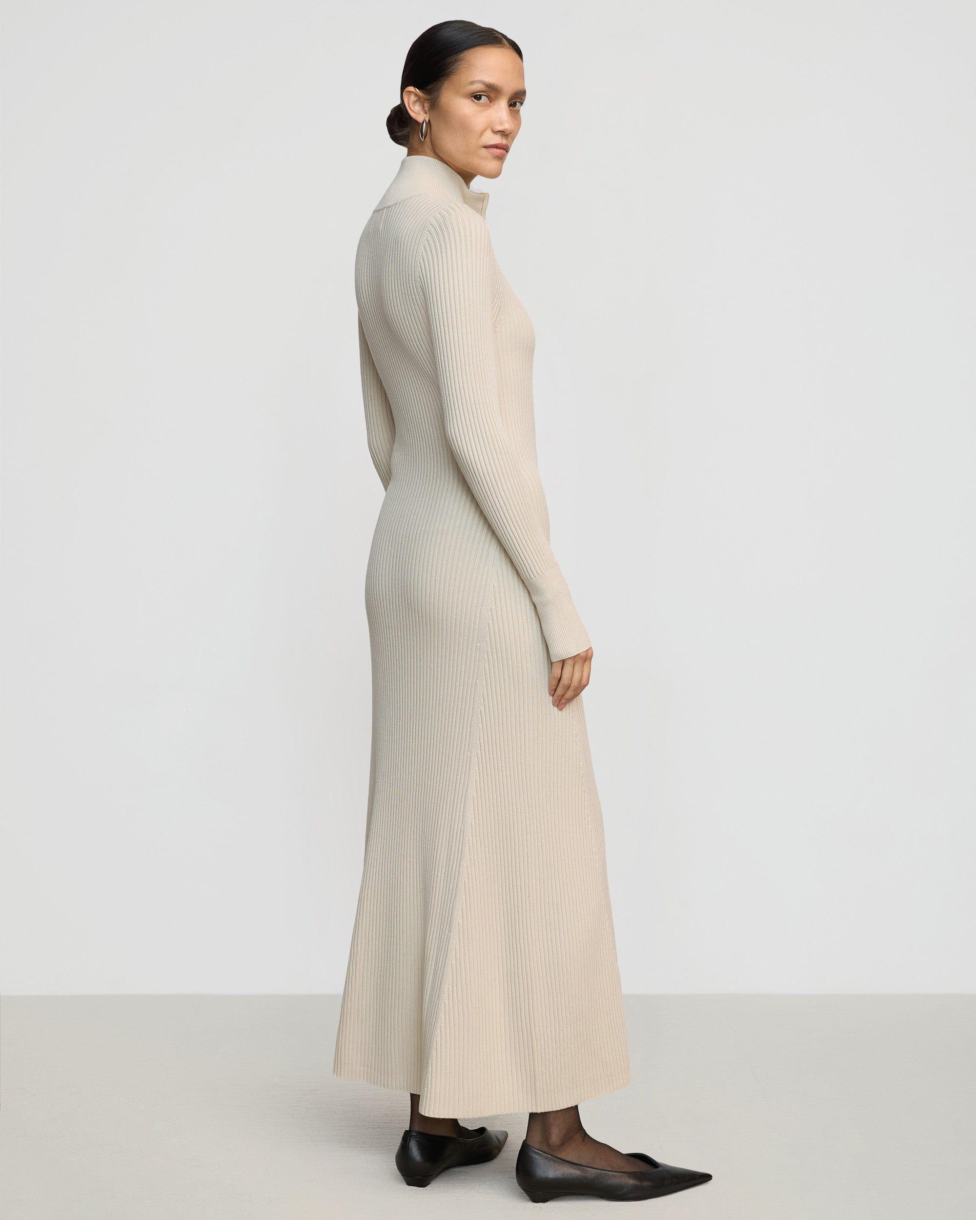 Janne Ribbed Two-Way Zip Sweater Dress Product Image