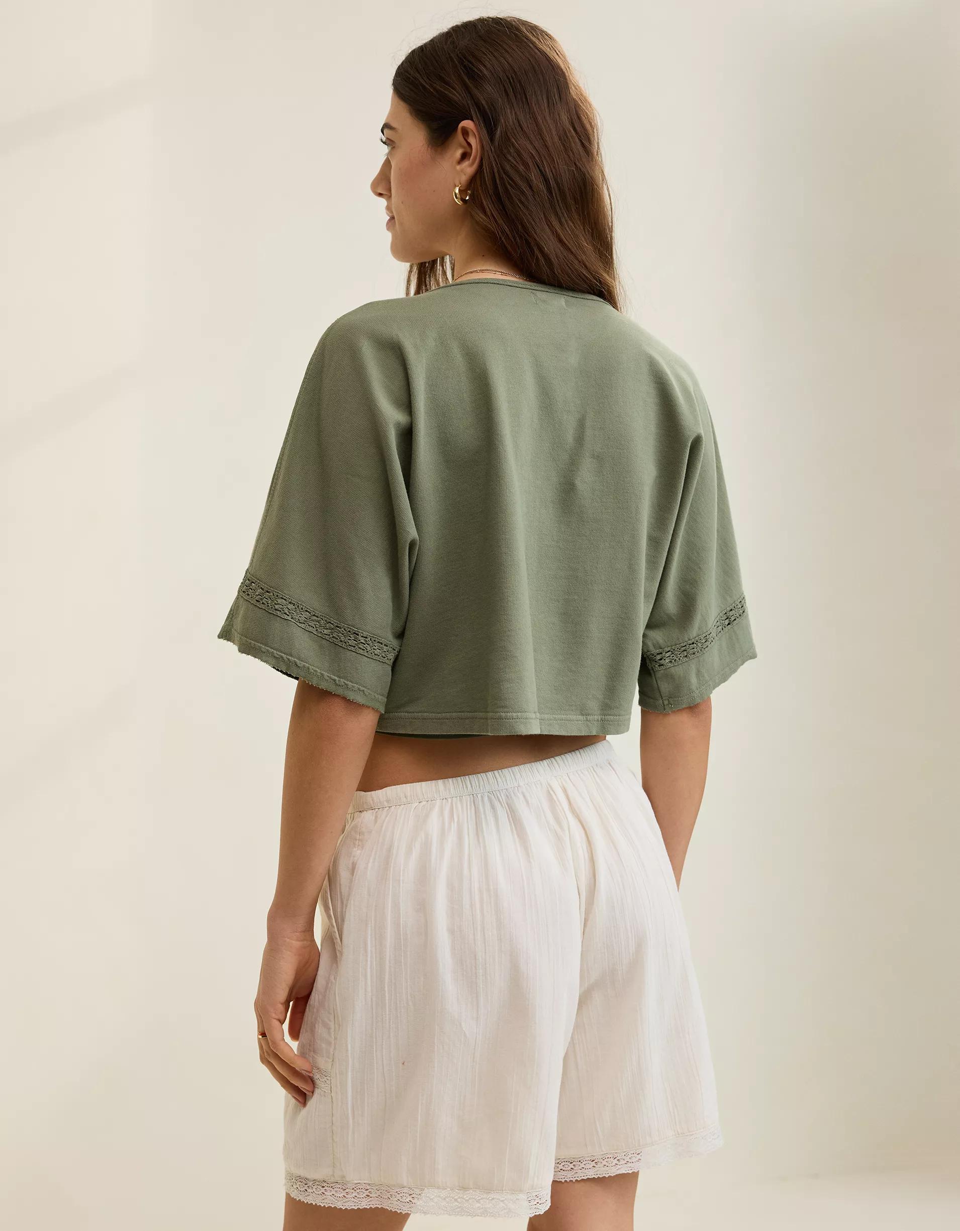 Aerie Short Sleeve Crochet Cardigan Product Image