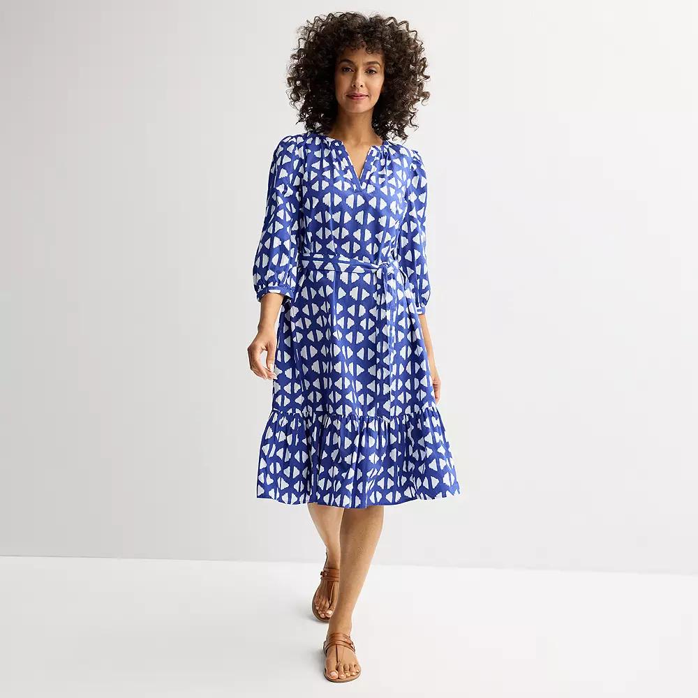 Women's Sonoma Goods For Life® Tie-Waist Midi Dress, Size: XS, Blue Triangle Geo Product Image