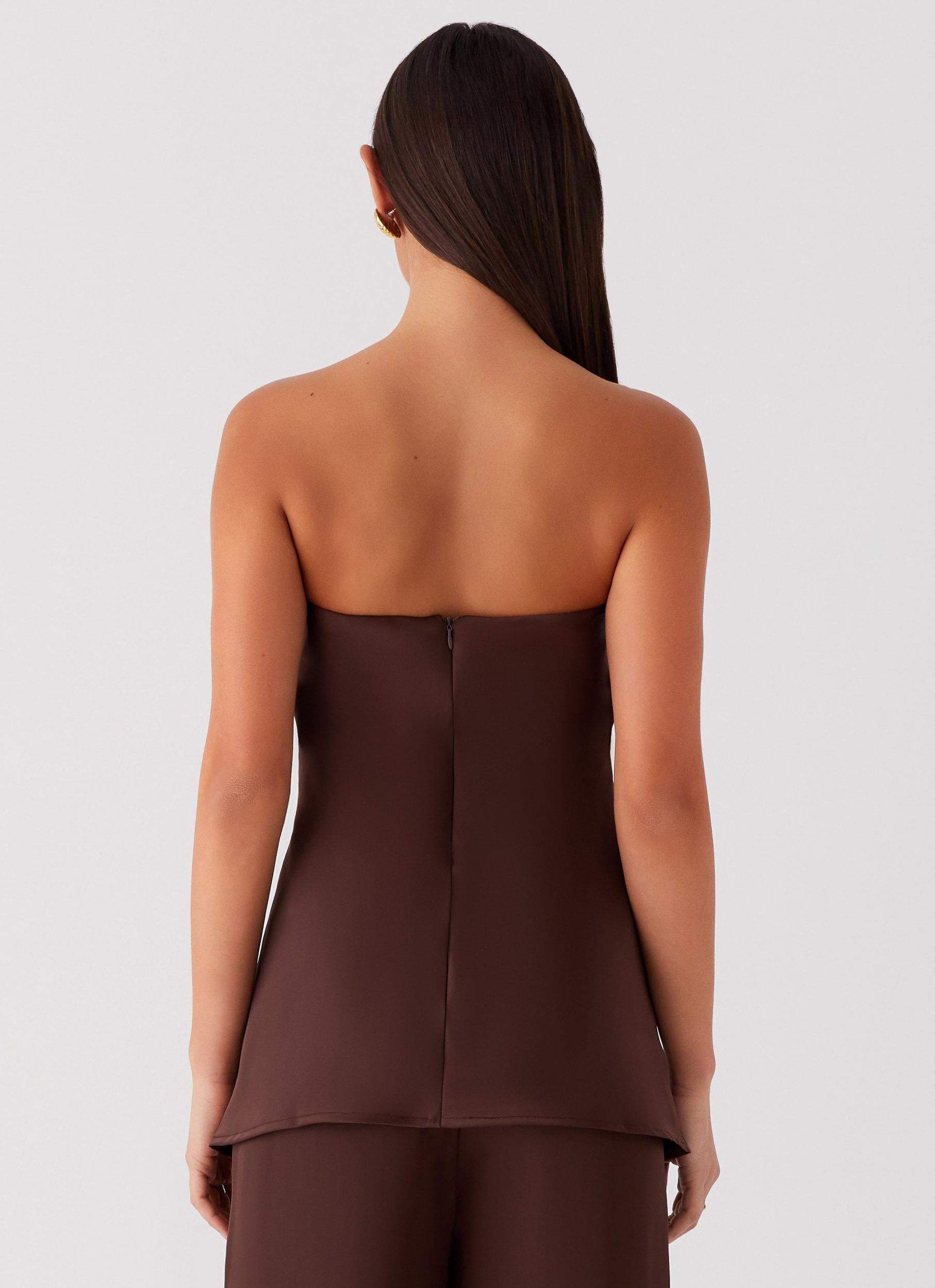 Zoey Satin Tube Top - Chocolate Product Image