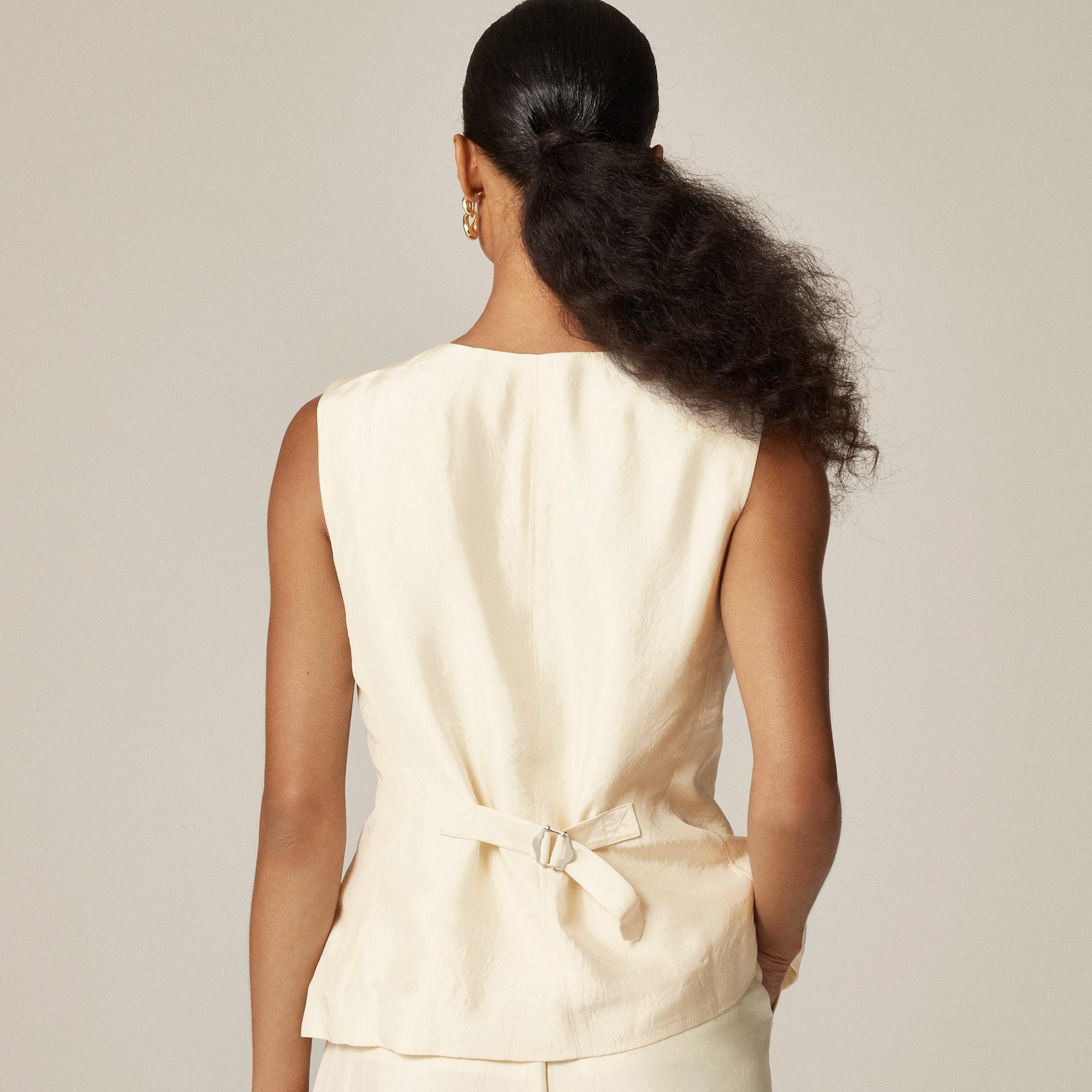 Essential cutaway vest top in textured satin Product Image