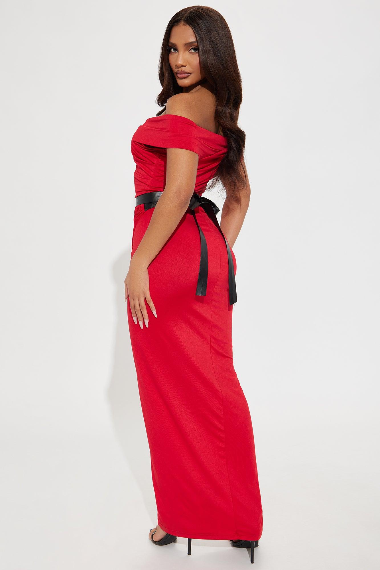 Josie Off Shoulder Maxi Dress - Red Product Image