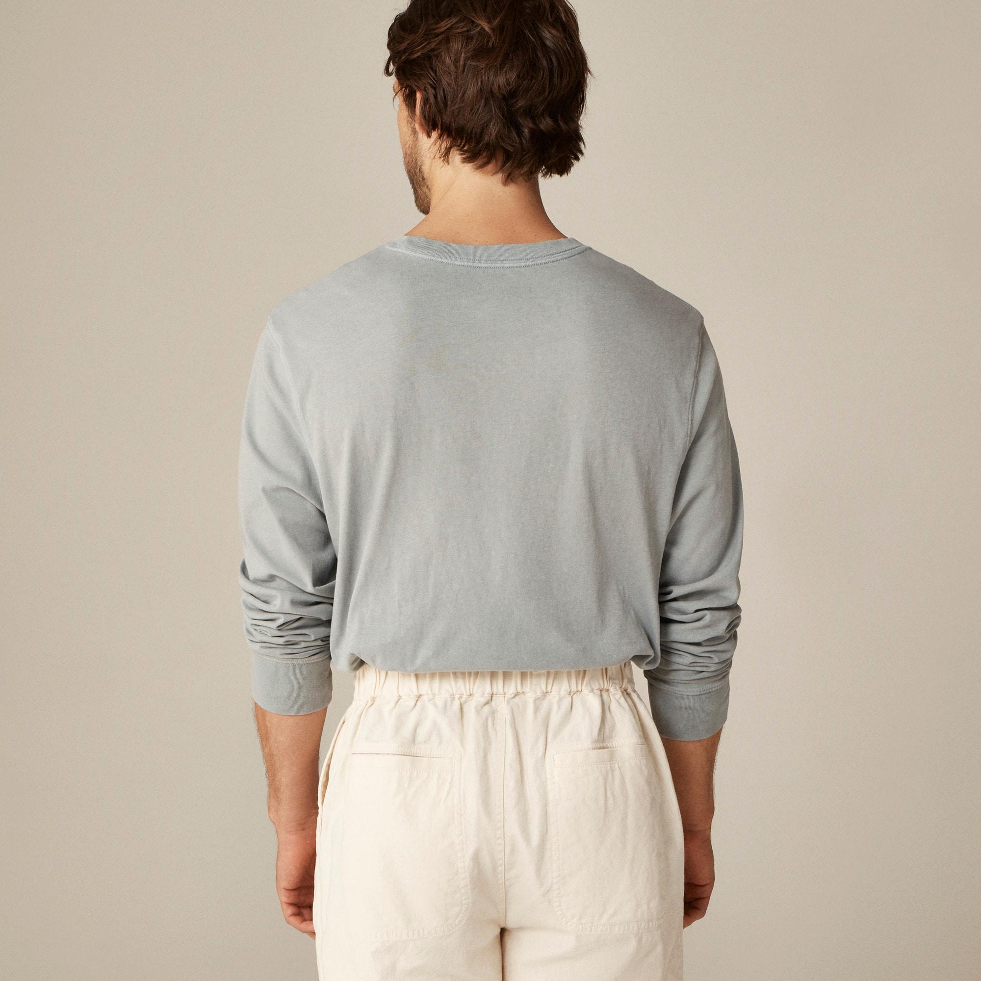 Long-sleeve vintage-wash cotton pocket T-shirt Product Image