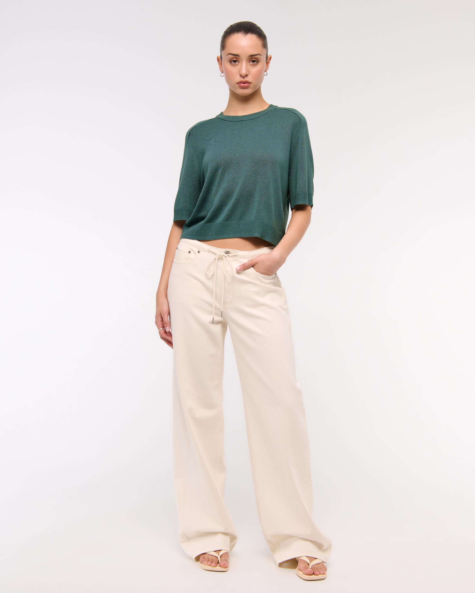 The A&F Madeline Textural Crew Sweater Tee Product Image