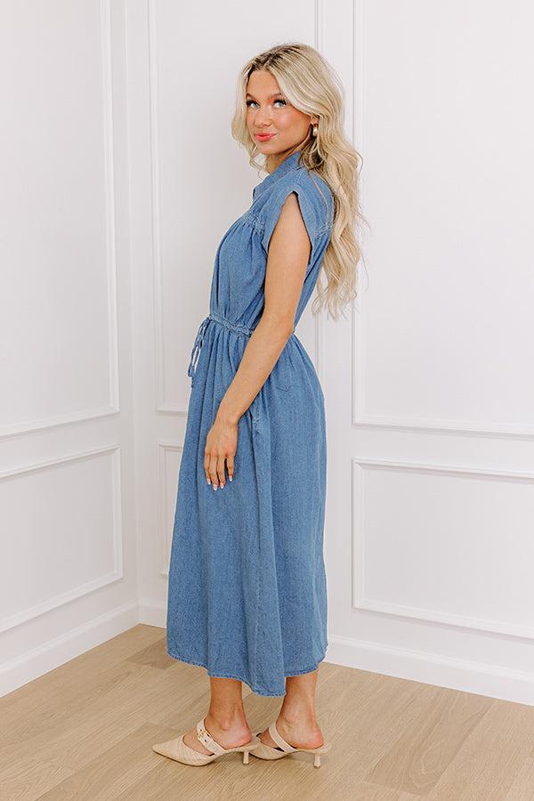 Honeysuckle Dreams Chambray Midi Dress Product Image
