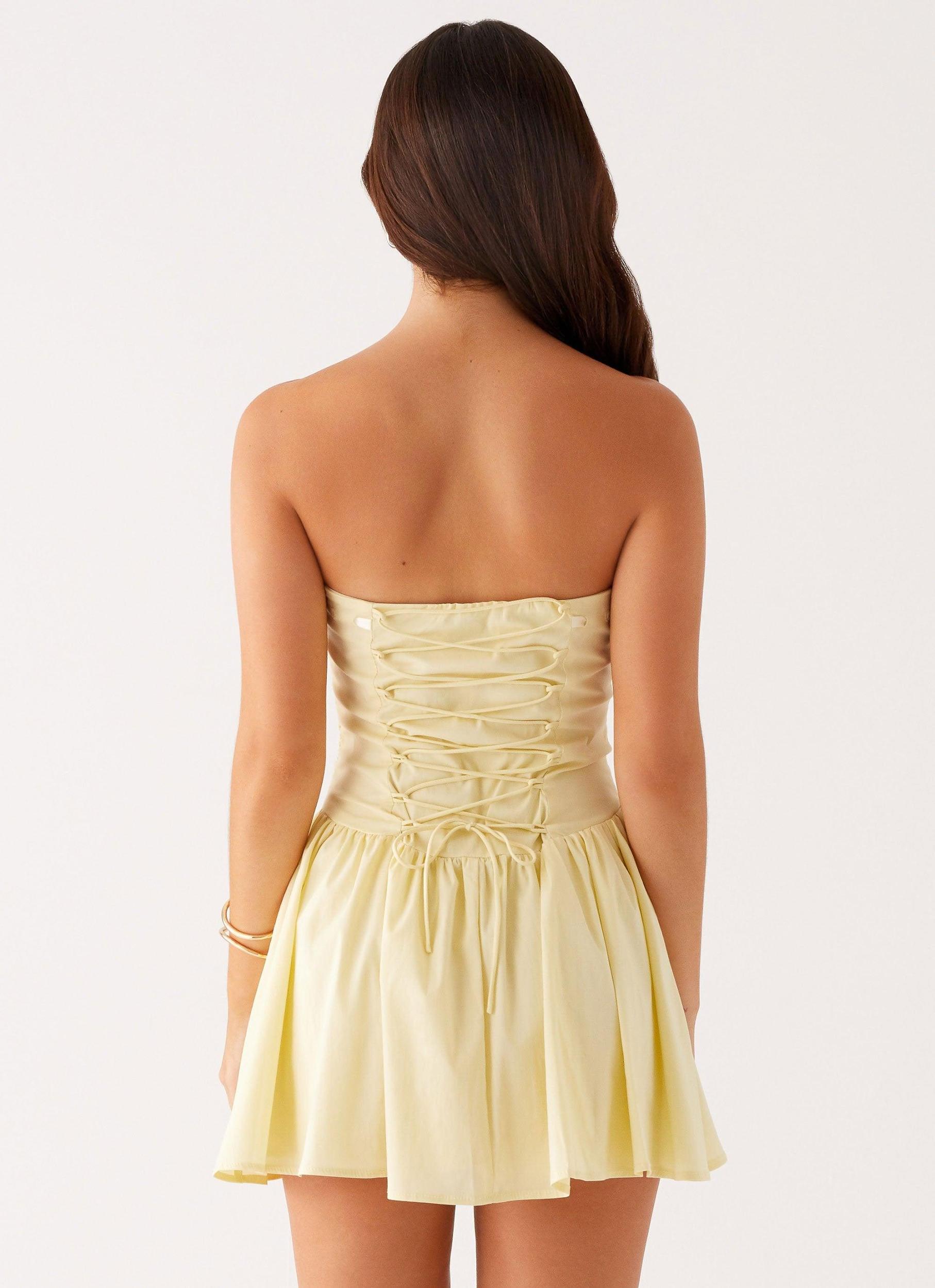 Kienna Strapless Mini Dress - Yellow Product Image