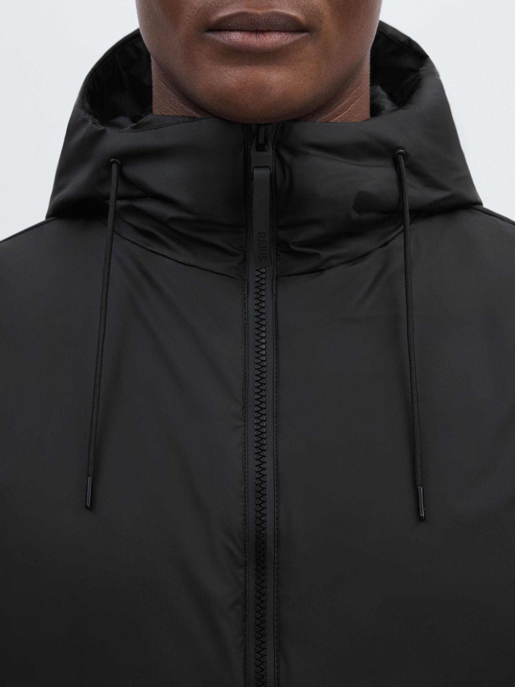 Rains Long Hooded Insulated Jacket in Black Product Image
