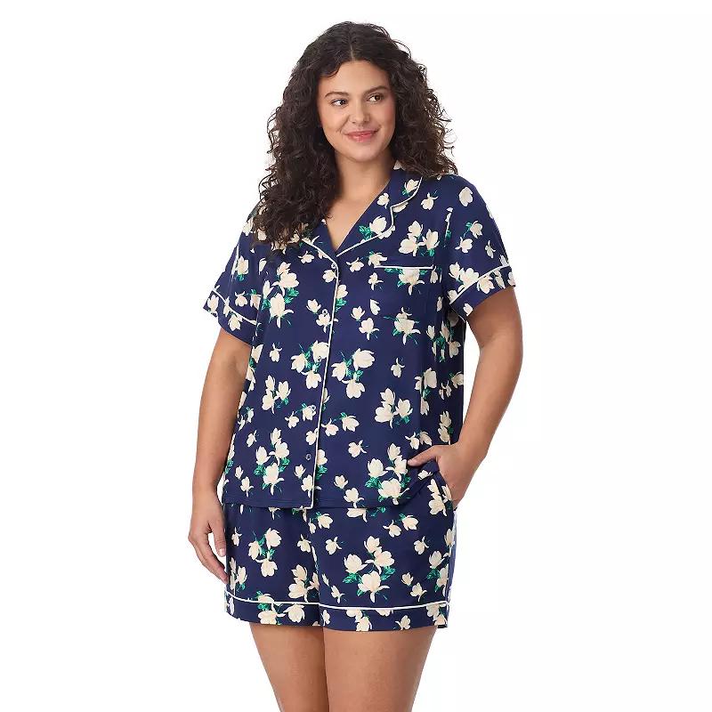 Plus Size Draper James 2-Piece Short Sleeve Notch Pajama Top & Pajama Shorts Set, Women's, Size: 1XL, Lt Blue Field Flower Product Image