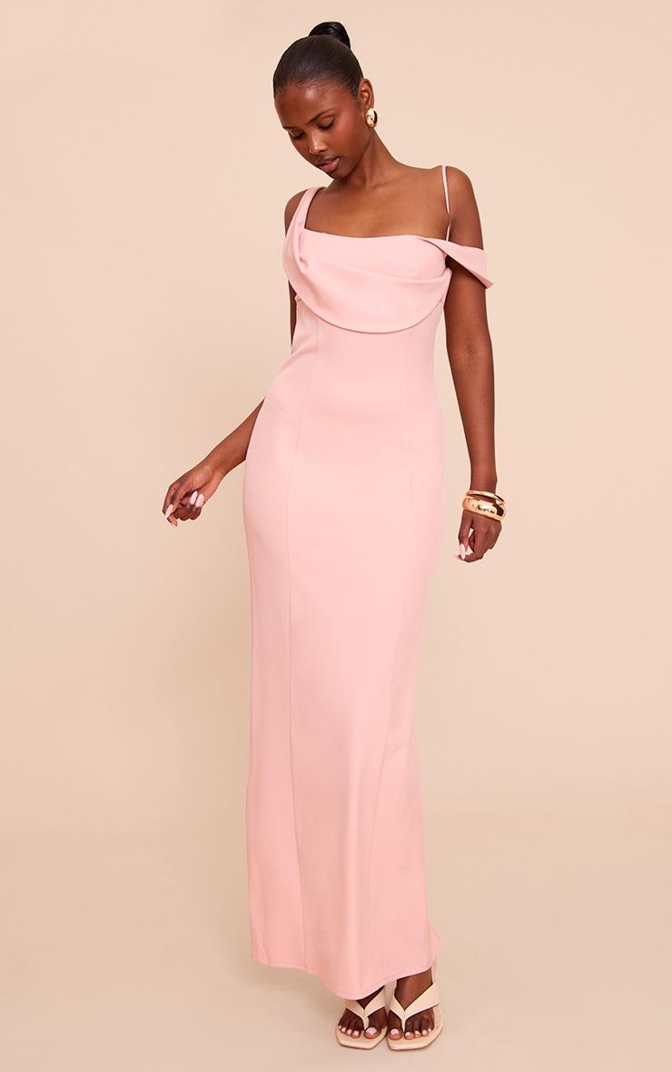 Pale Pink Woven Square Neck Maxi Dress Product Image