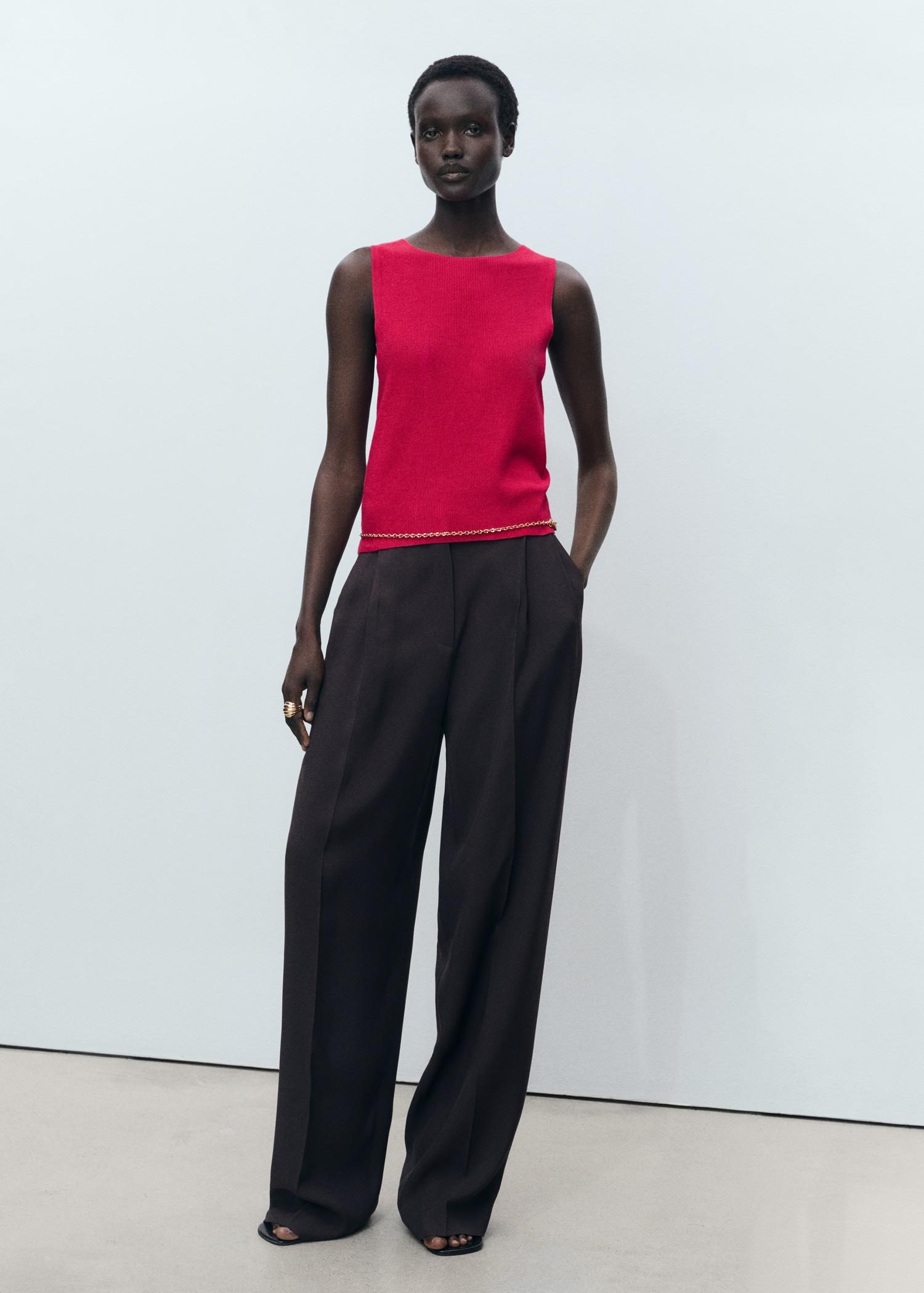 Fine ribbed knit top - Women | MANGO USA Product Image