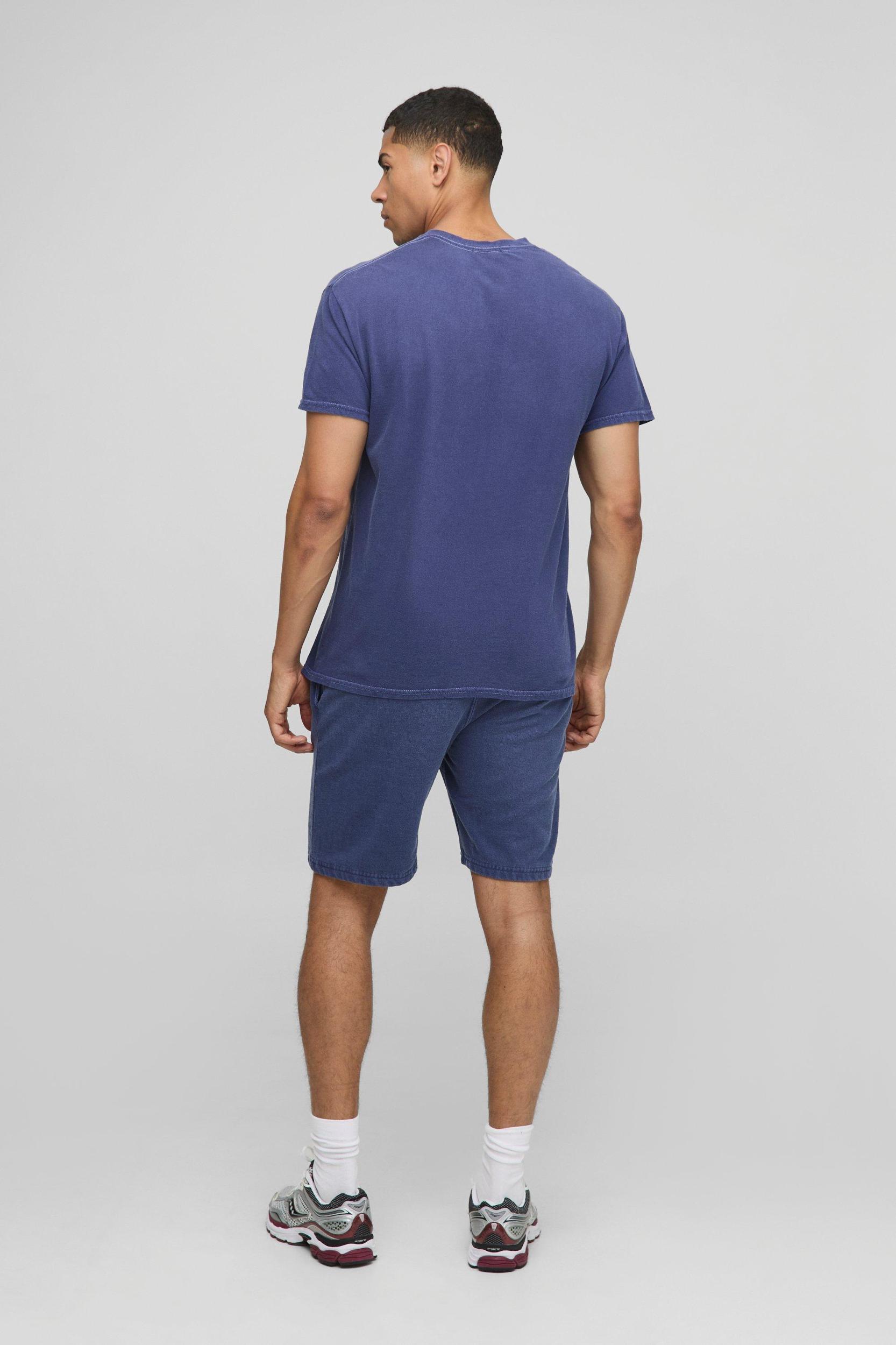 Oversized Washed Marathon T-Shirt And Short Set | boohooMAN USA Product Image
