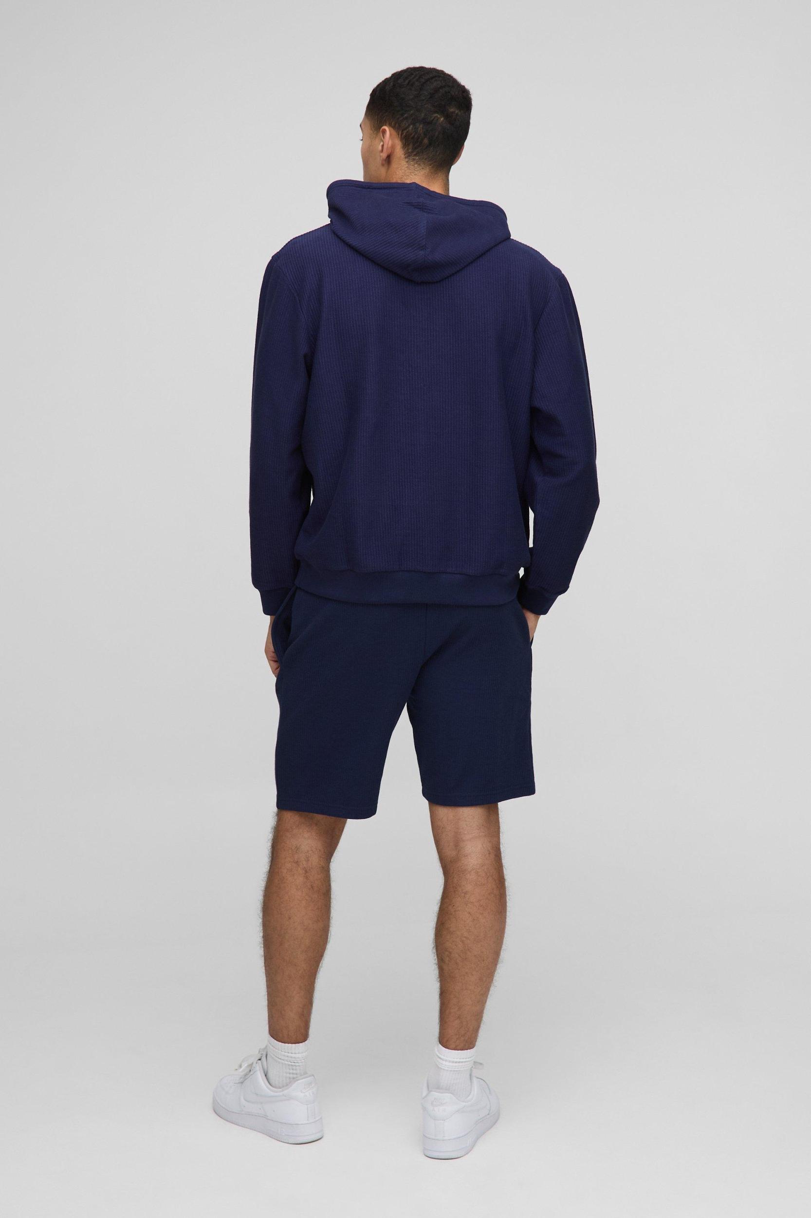 Regular Fit Jacquard Rib Hoodie | boohooMAN USA Product Image