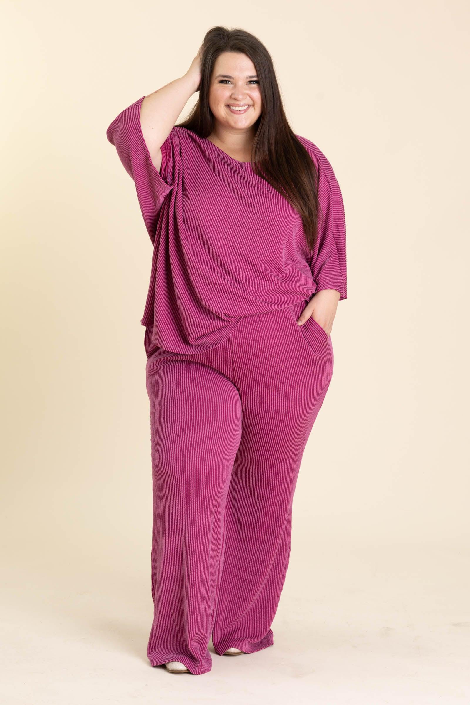 Soft Knit Boat Neck Top And Pants Set Product Image