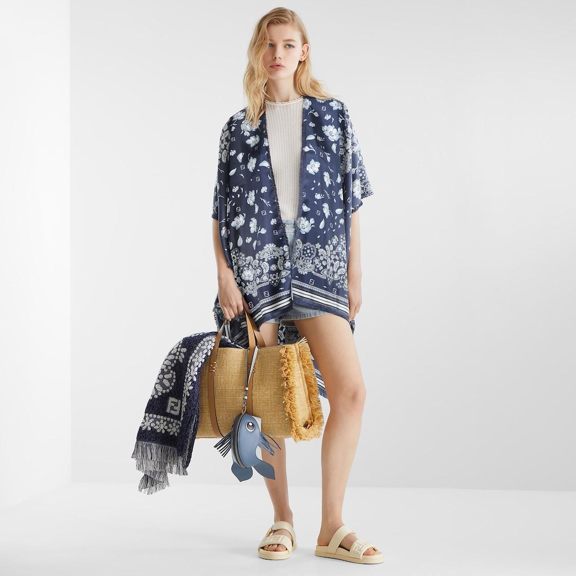 PonchoBlue silk Coral Bandana poncho Product Image