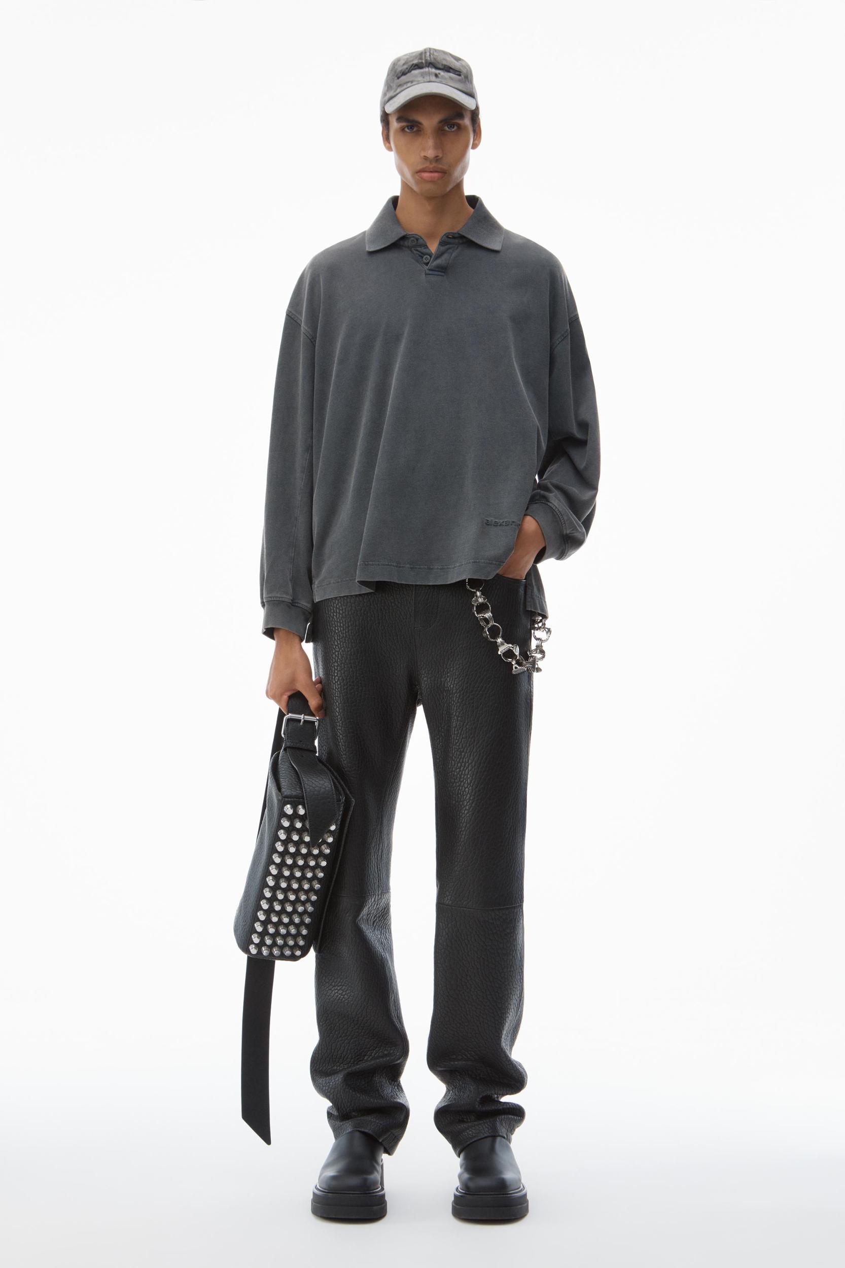 Men's Long-sleeve Polo Tee In Cotton Jersey Product Image