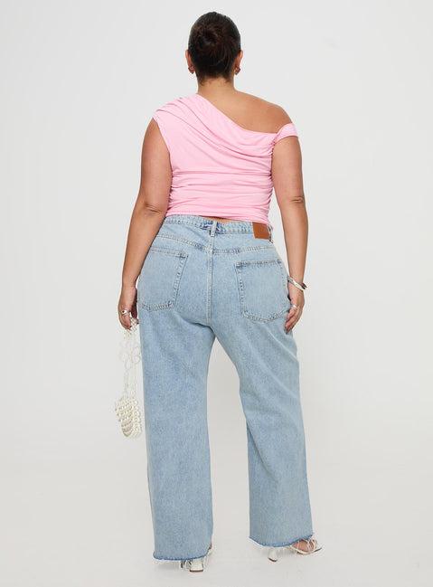 Fawcett High Rise Straight Leg Jeans Light Blue Wash Curve Product Image