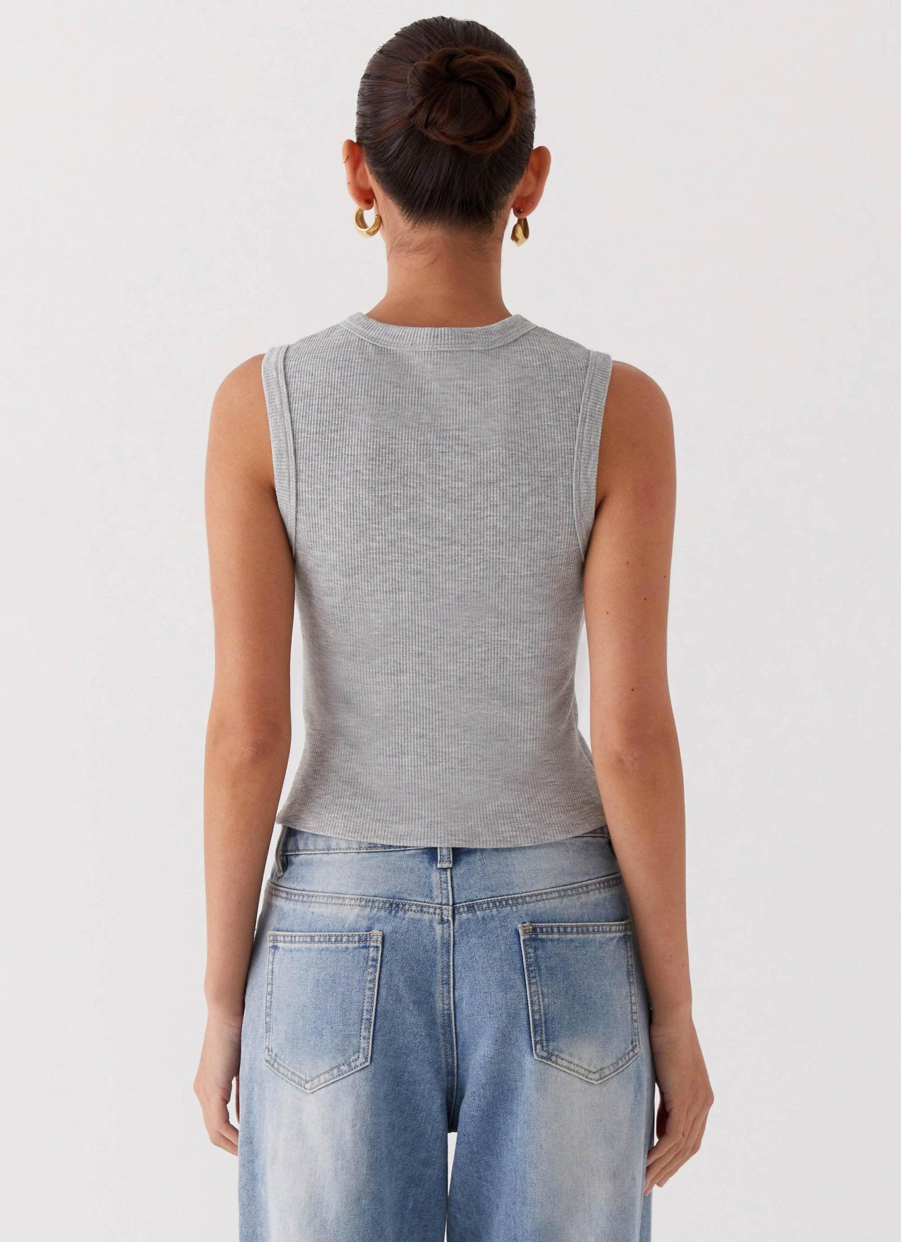 Blair Buttoned Tank Top - Grey Marle Product Image