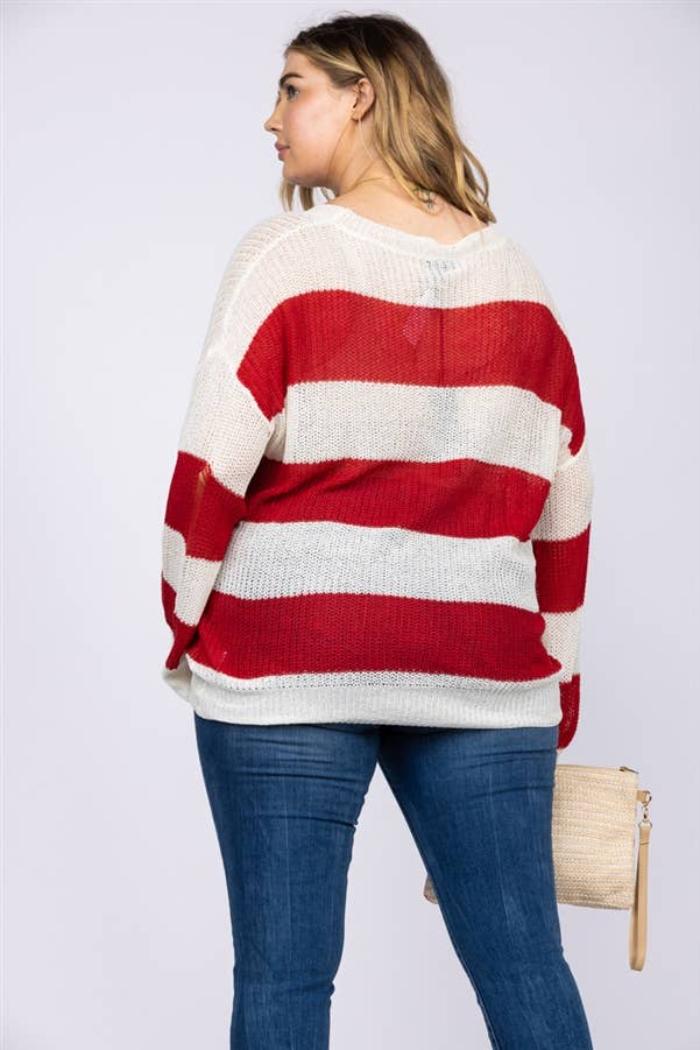 Destroyed Stitch Knit Pullover Plus Size Top Product Image