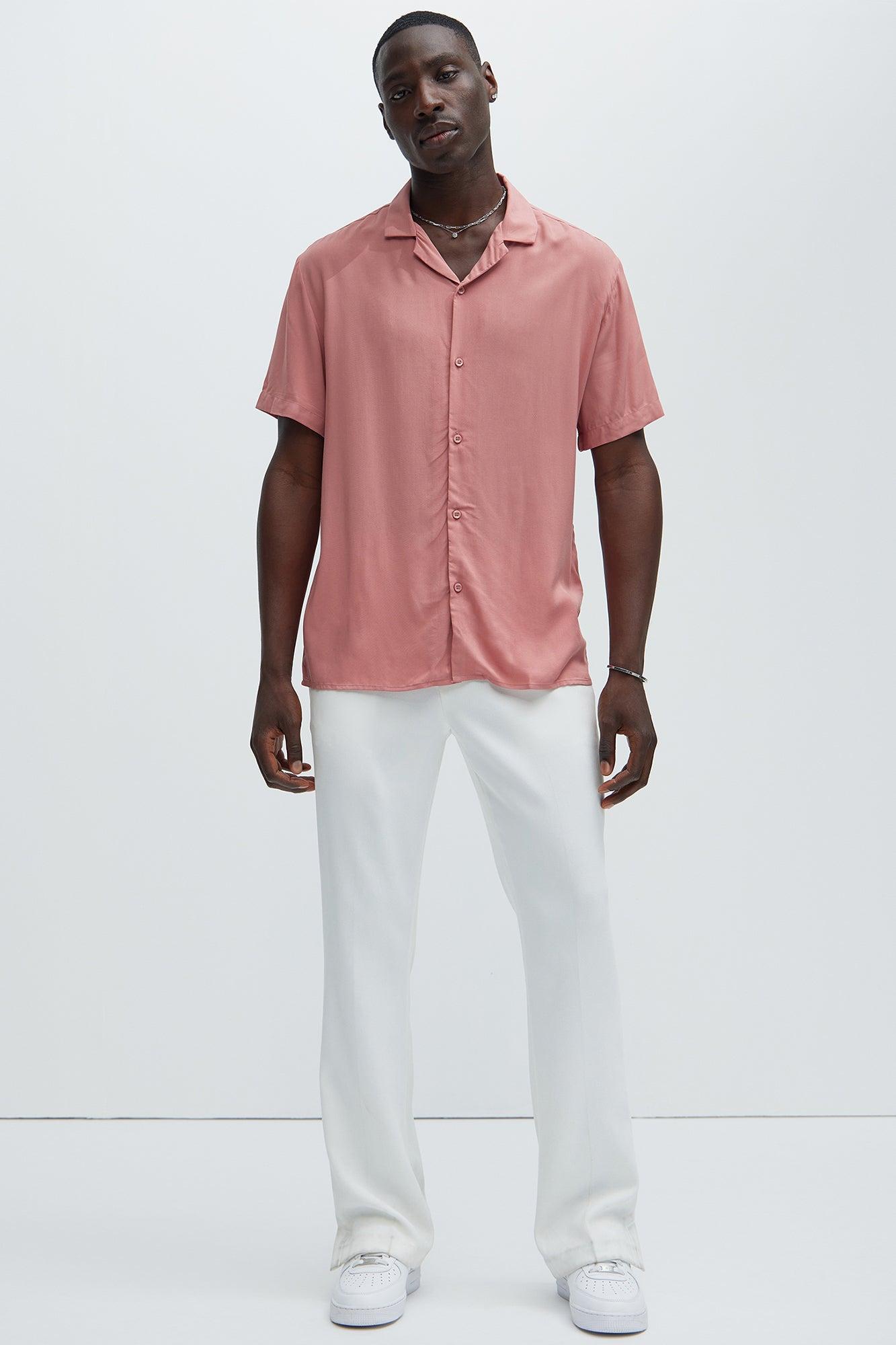 Dawson Relaxed Short Sleeve Cuban Collar Shirt - Mauve Product Image
