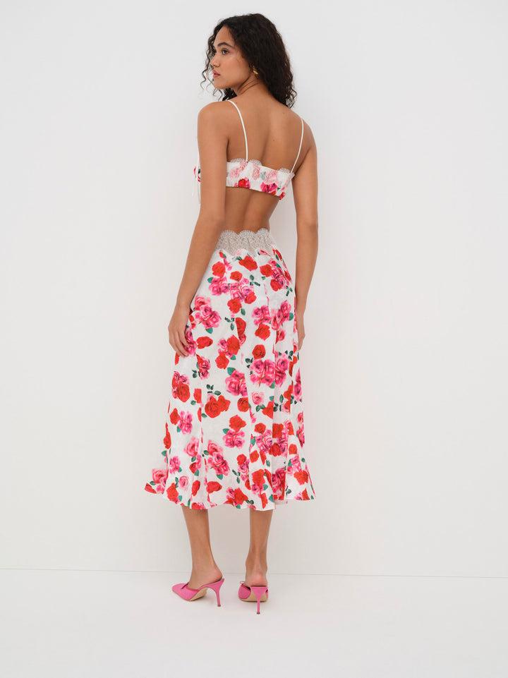 Carol Midi Slip Skirt — Red Product Image