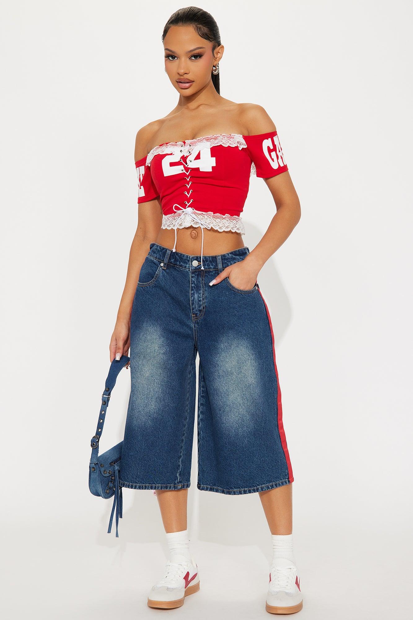 Game Day Denim Jorts - Dark Wash Female Product Image