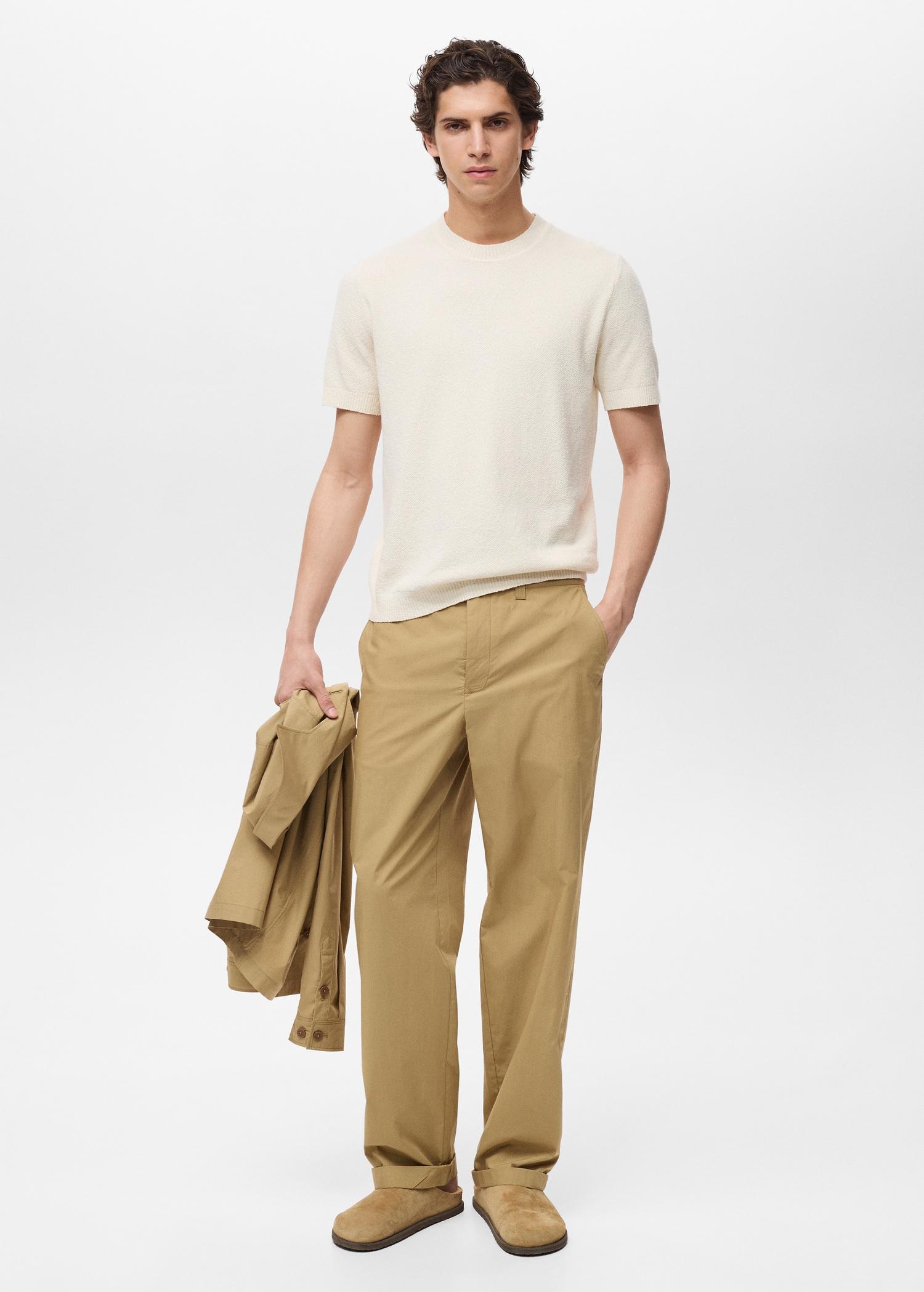 Cotton fine-knit t-shirt - Men | MANGO USA Product Image