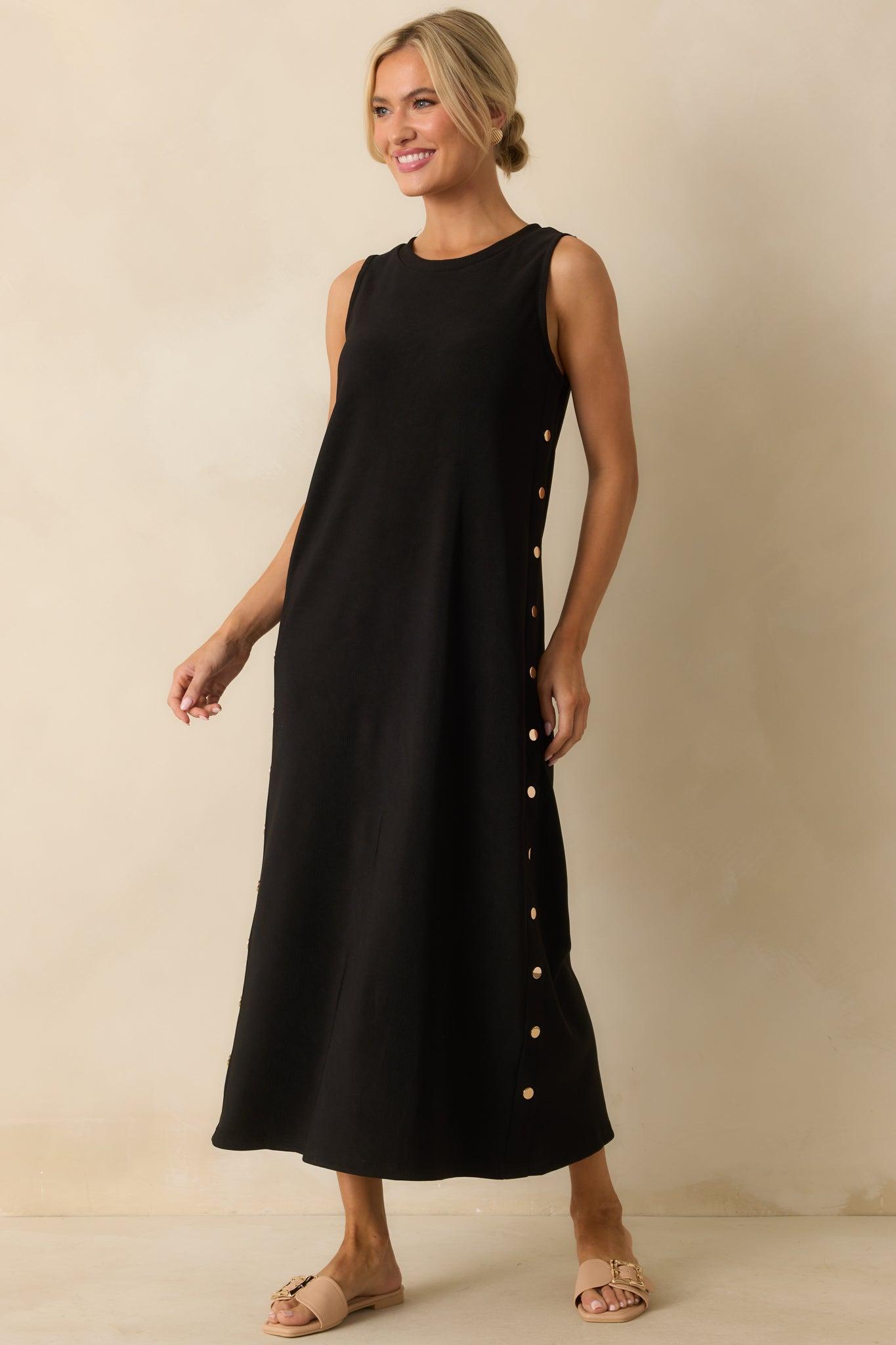 I'm Choosing Happiness Black Sleeveless Maxi Dress Product Image