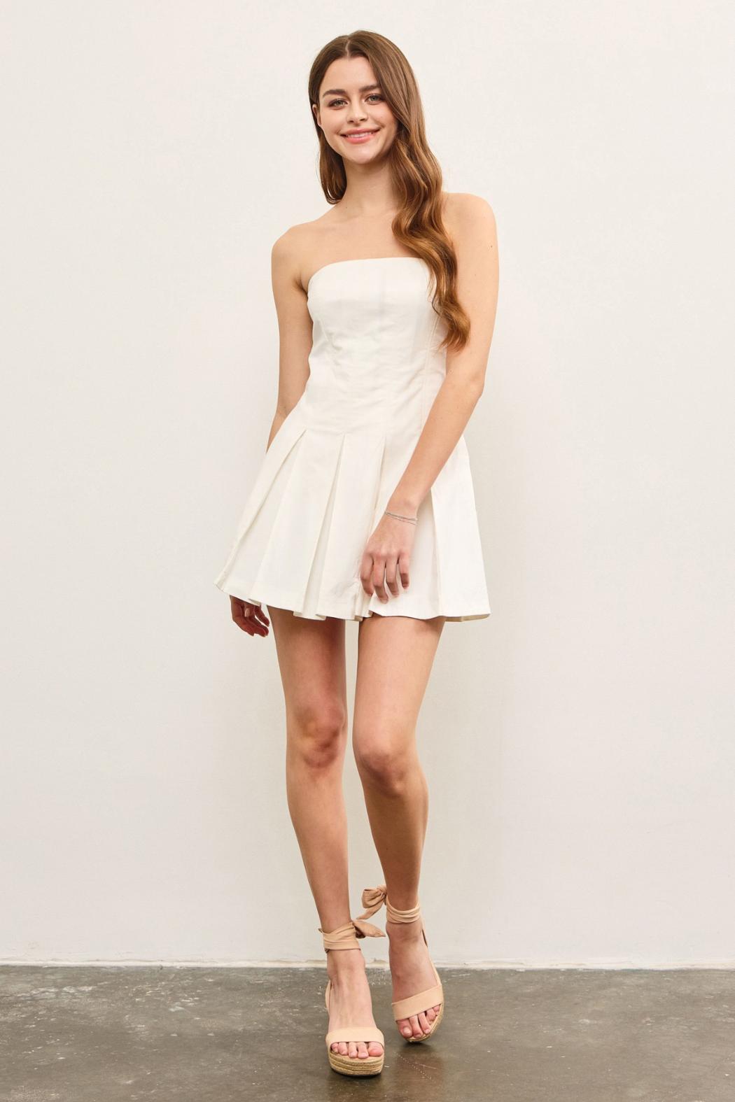 Strapless Pleated Mini Dress Product Image
