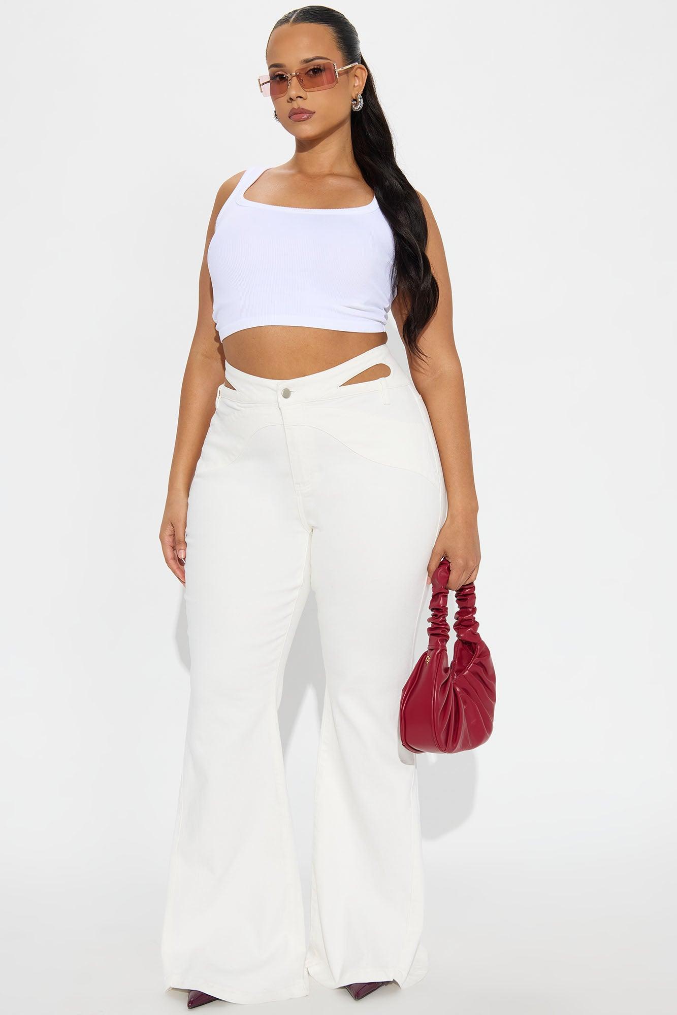 Peekaboo Cut Out Flare Jeans - White Female Product Image