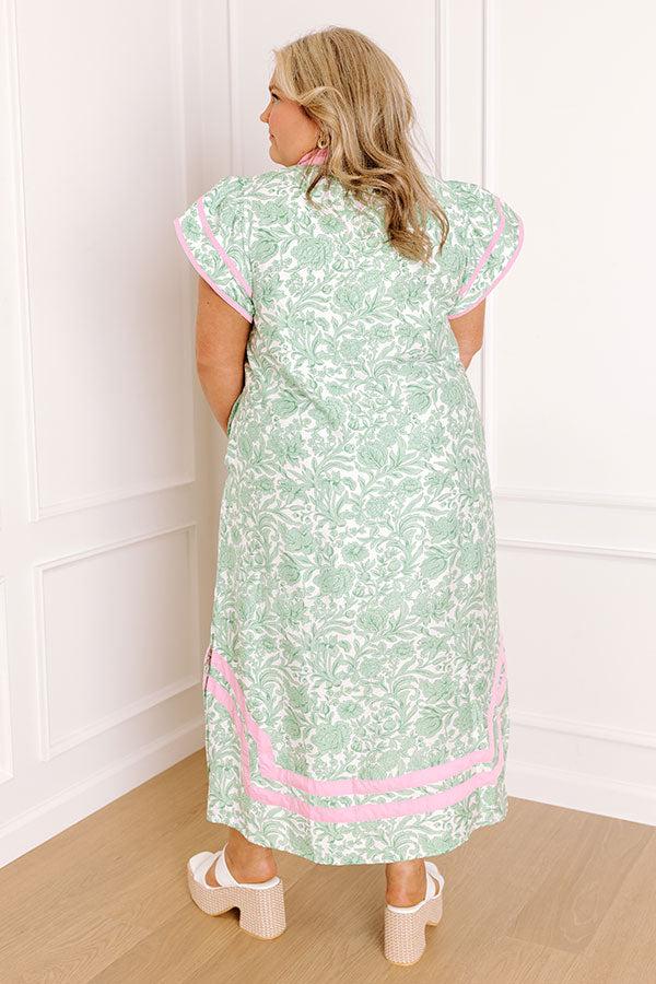 Veranda Views Floral Midi Dress in Green Curves Product Image