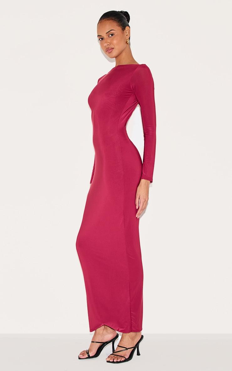 Wine Double Layer Slinky Maxi Dress Product Image