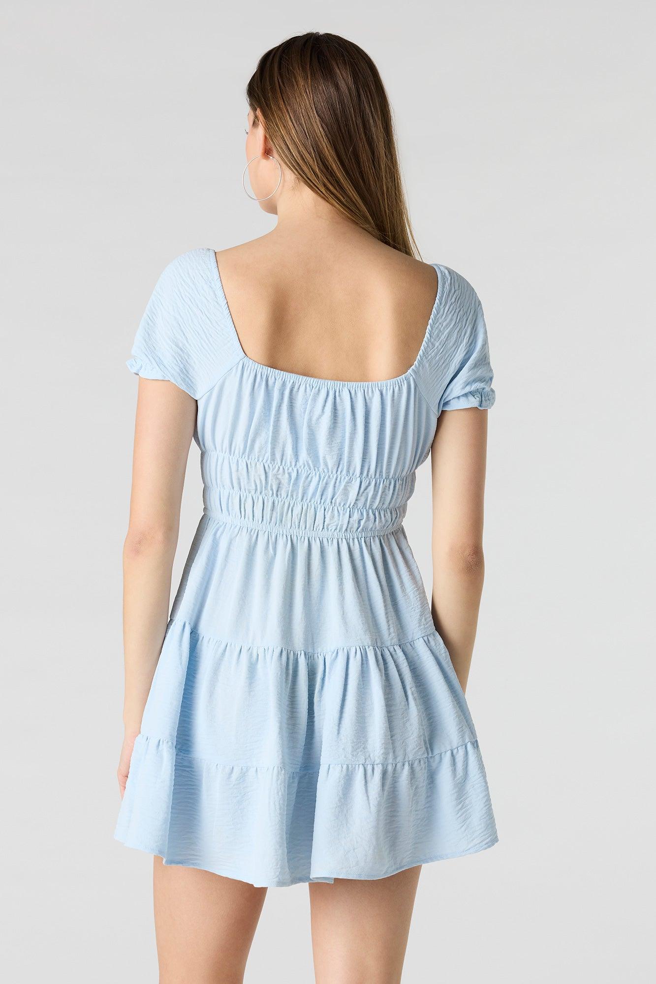 Short Puff Sleeve Tiered Mini Dress Female Product Image