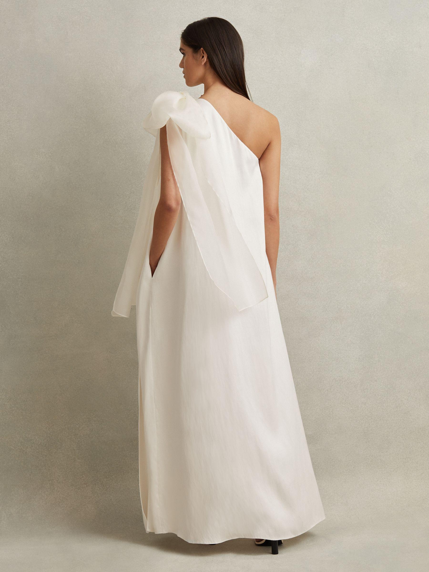 One-Shoulder Bow Maxi Dress in Ivory Product Image