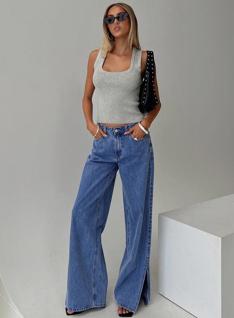 Issues Knit Top Grey Product Image