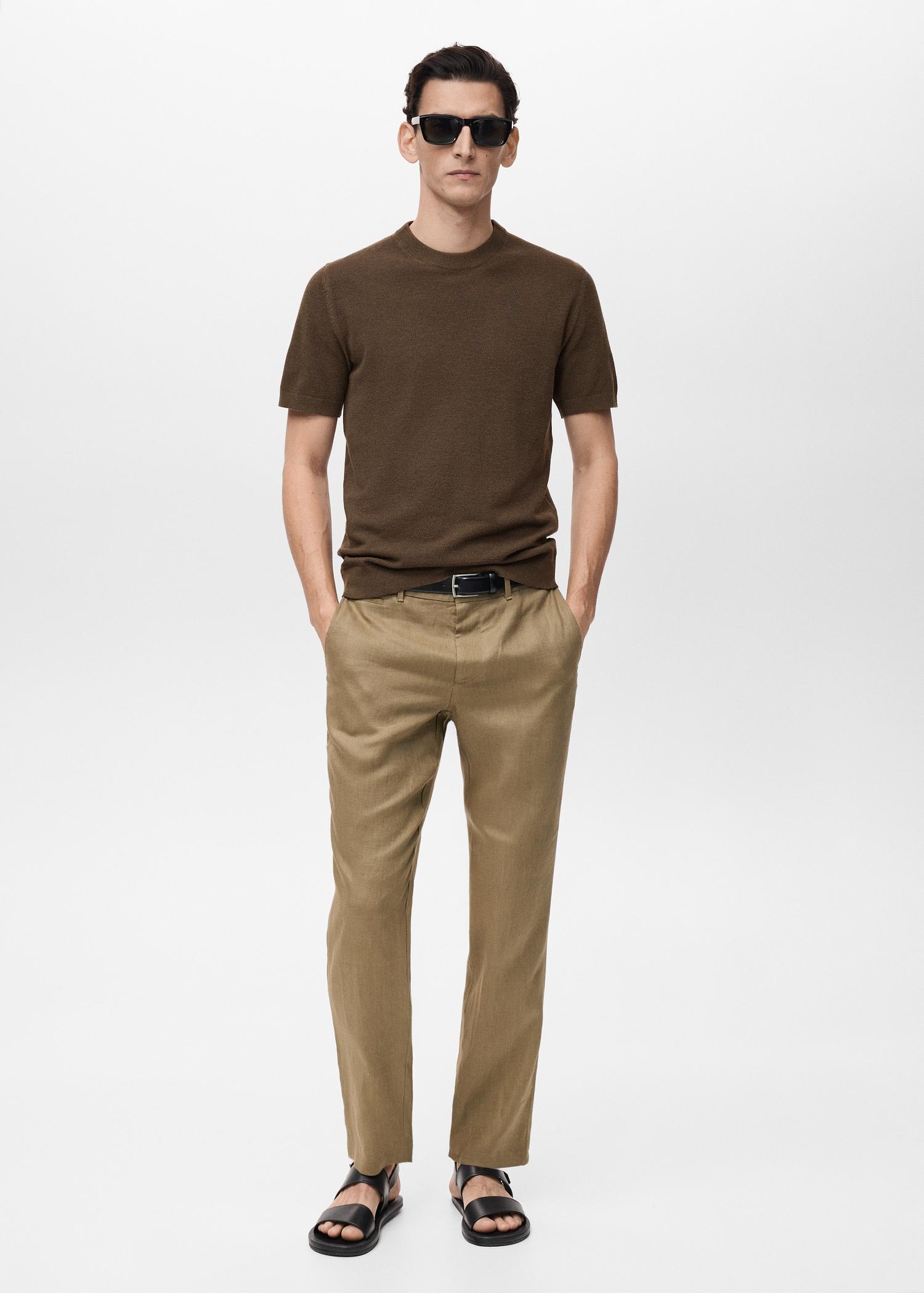 Cotton fine-knit t-shirt - Men | MANGO USA Product Image