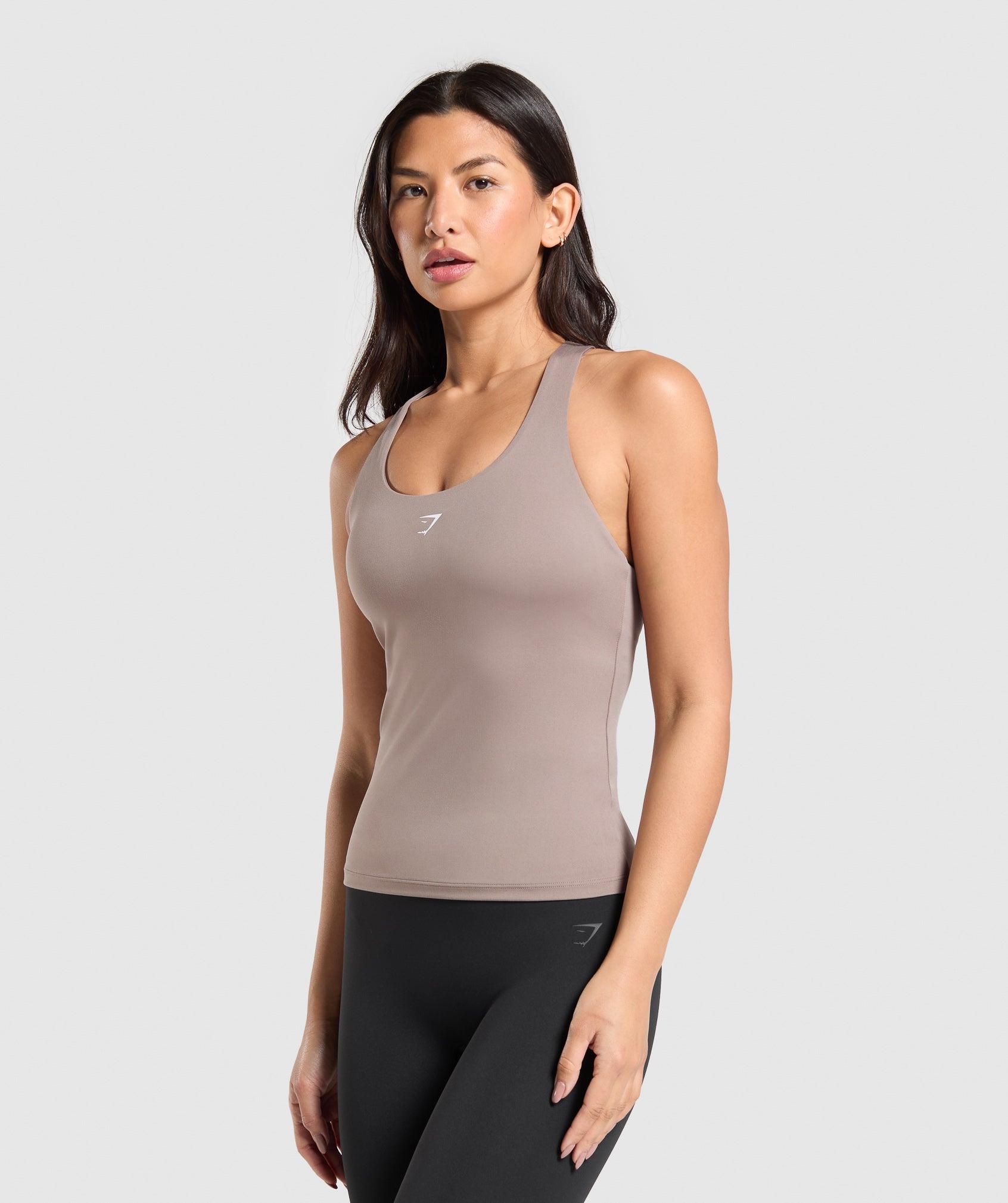 Gymshark Everyday Racer Back Tank With Shelf - Lifestyle Brown Female Product Image