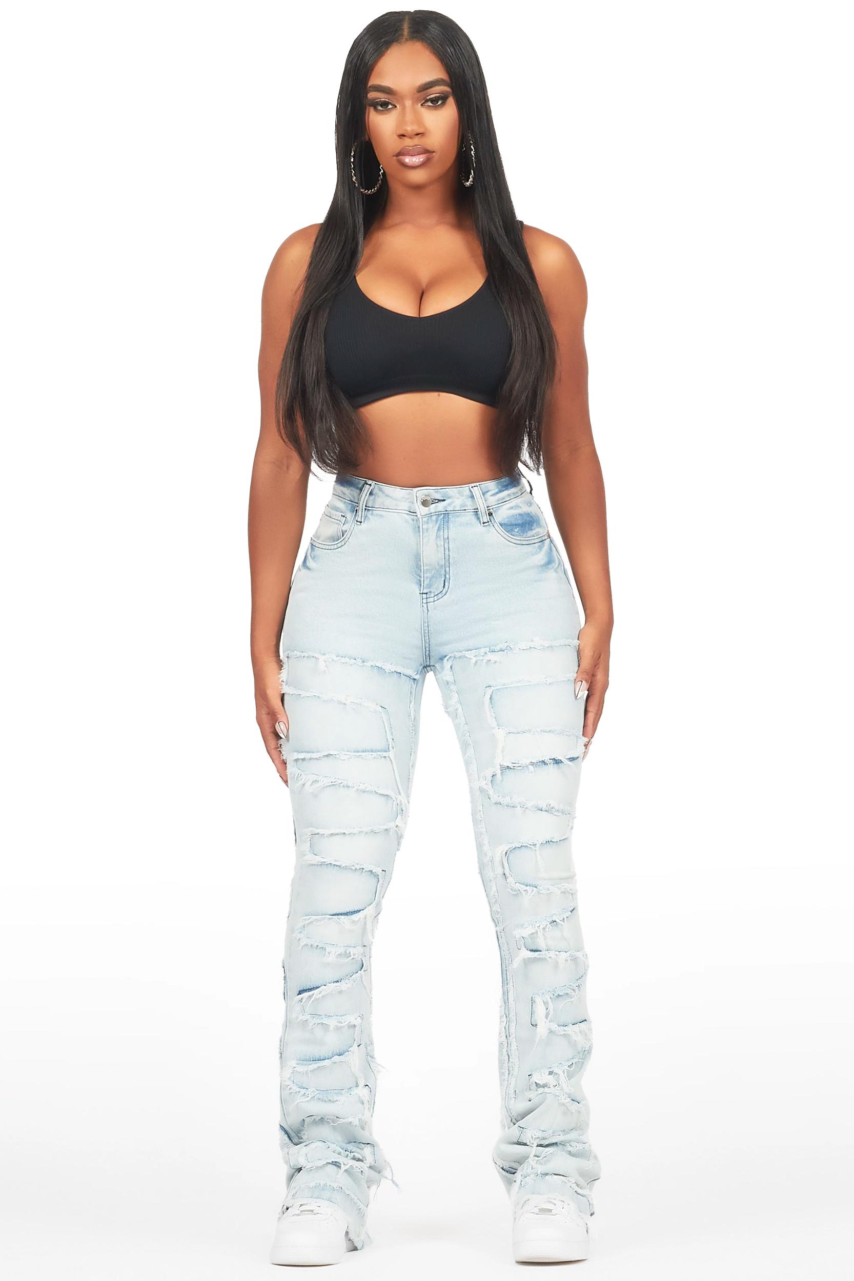 Zariyah Light Wash Stacked Flare Jean Female Product Image