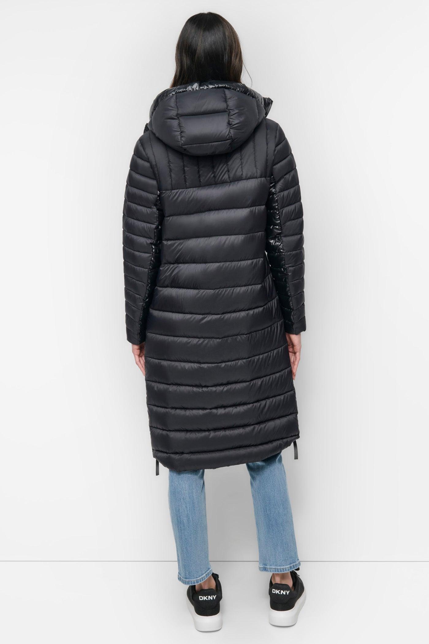 DOWN FILL HOODED ZIP FRONT QUILTED PUFFER Product Image