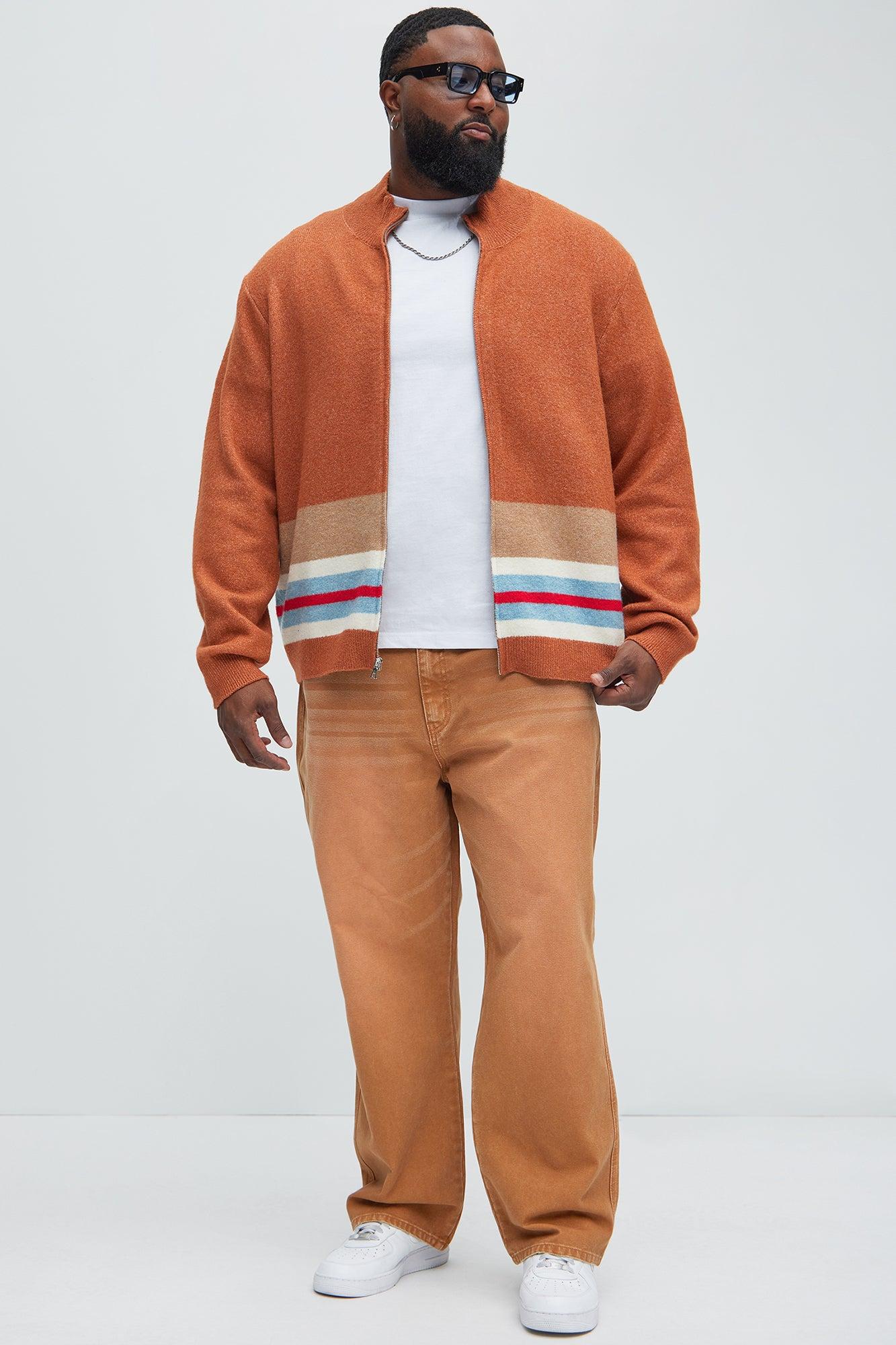 Wait Is Over Zip Sweater - Brown/combo Product Image