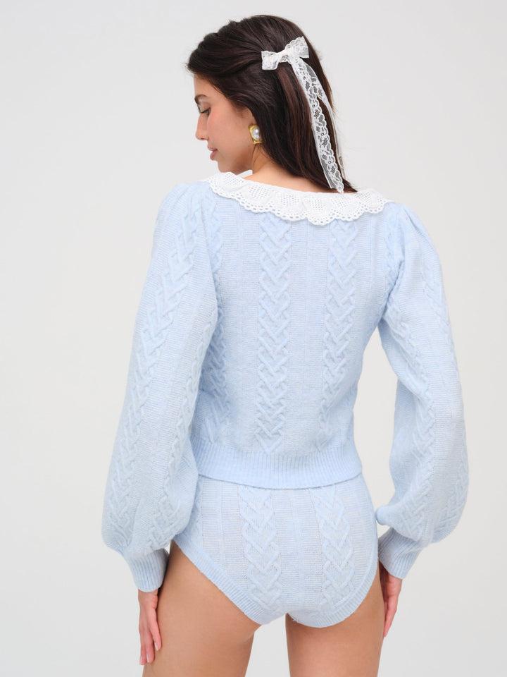 Cupid Cable Knit Cardigan — Blue Product Image