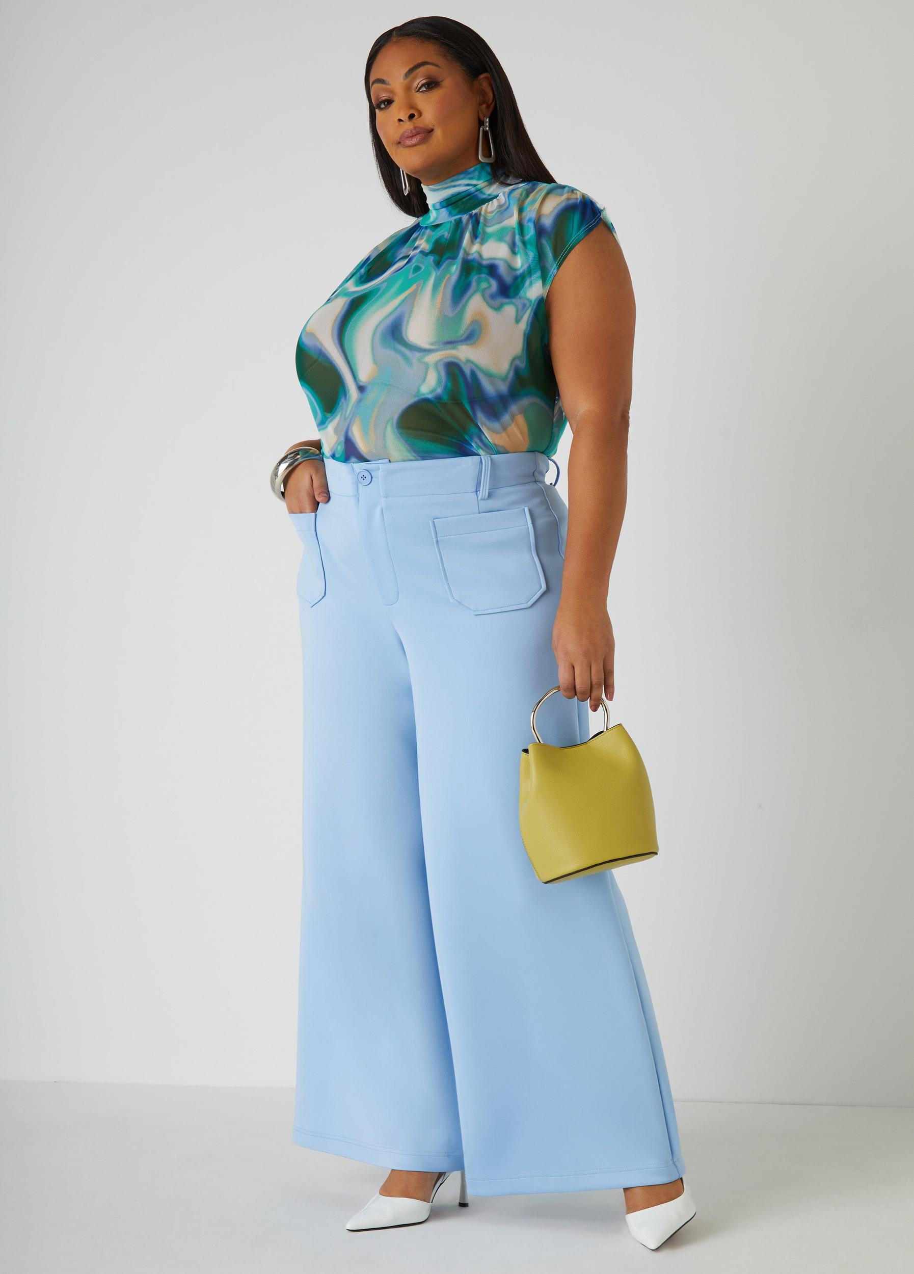 Printed Mesh Mock Neck Top Product Image