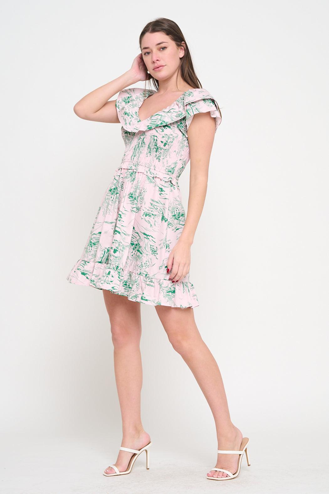 Smocked Ruffle Mini Dress Product Image
