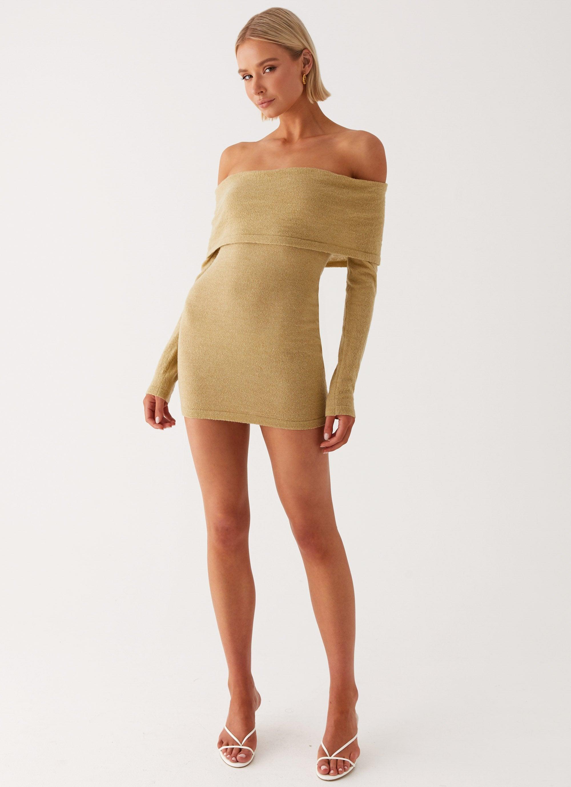 Myla Off Shoulder Mini Dress - Camel Product Image