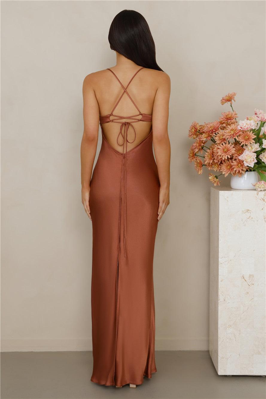 The Samara Satin Maxi Dress Copper Product Image