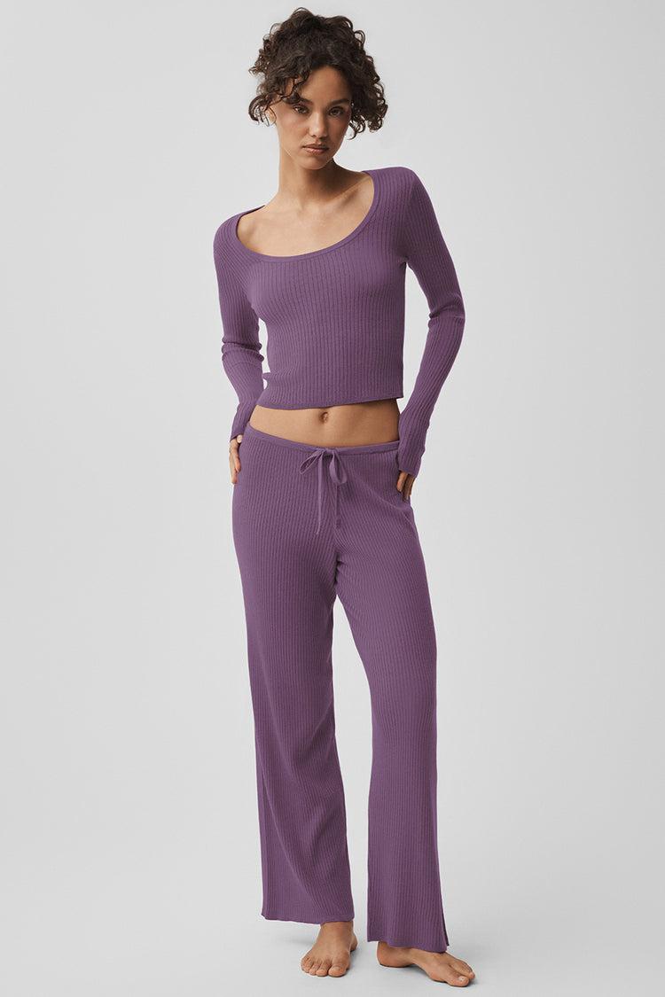 Sweater Knit Unwind Long Sleeve - Plum Kiss Product Image