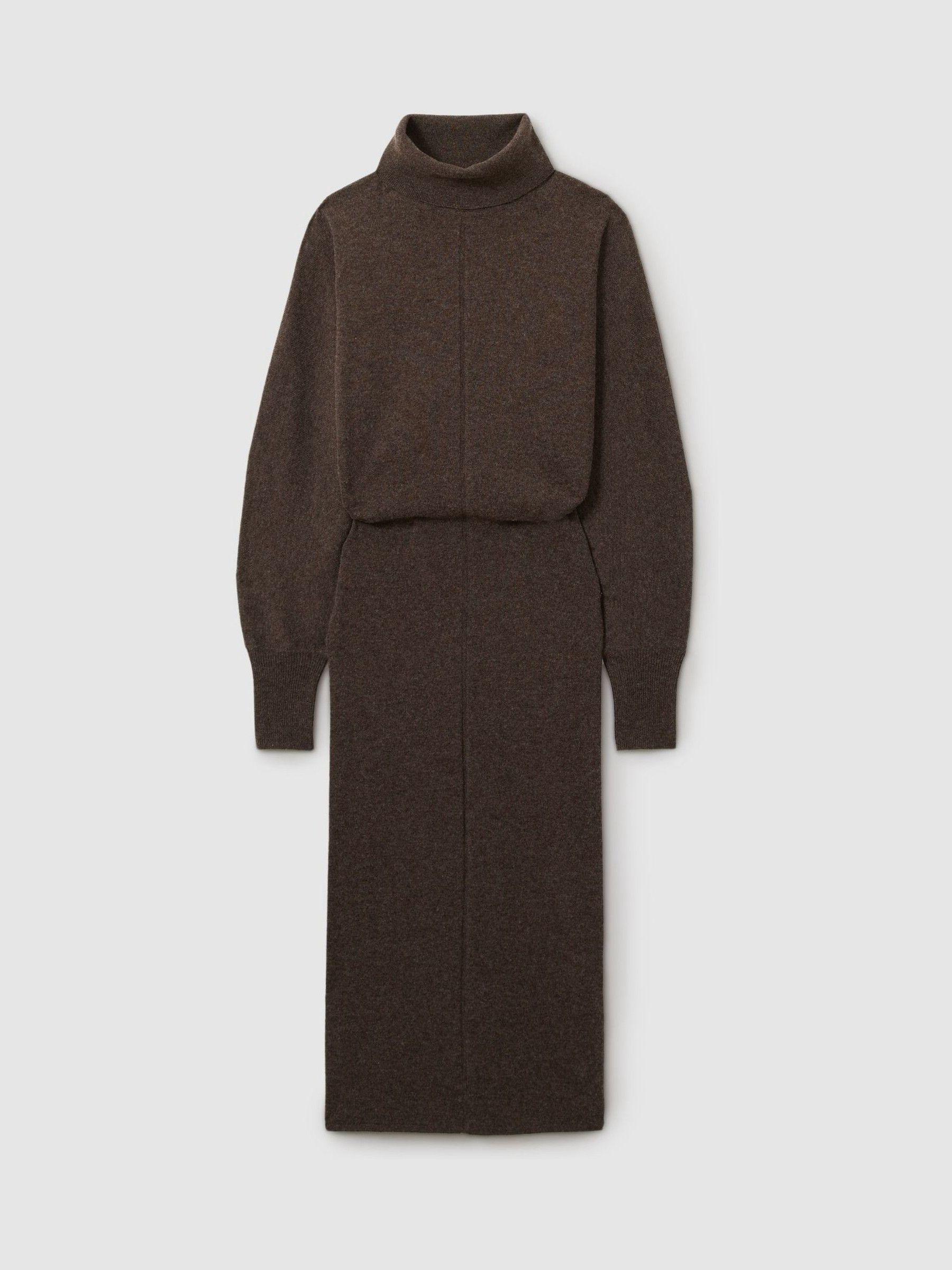 Petite Jumper Dress with Wool and Cashmere in Chocolate Product Image