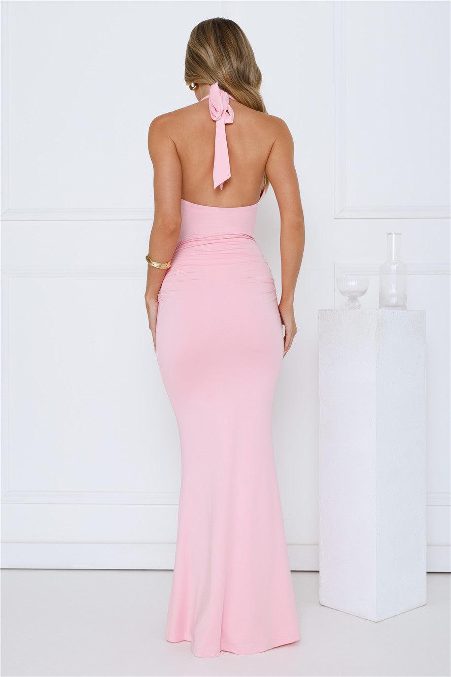 Iconic Dream Halter Maxi Dress Pink Product Image