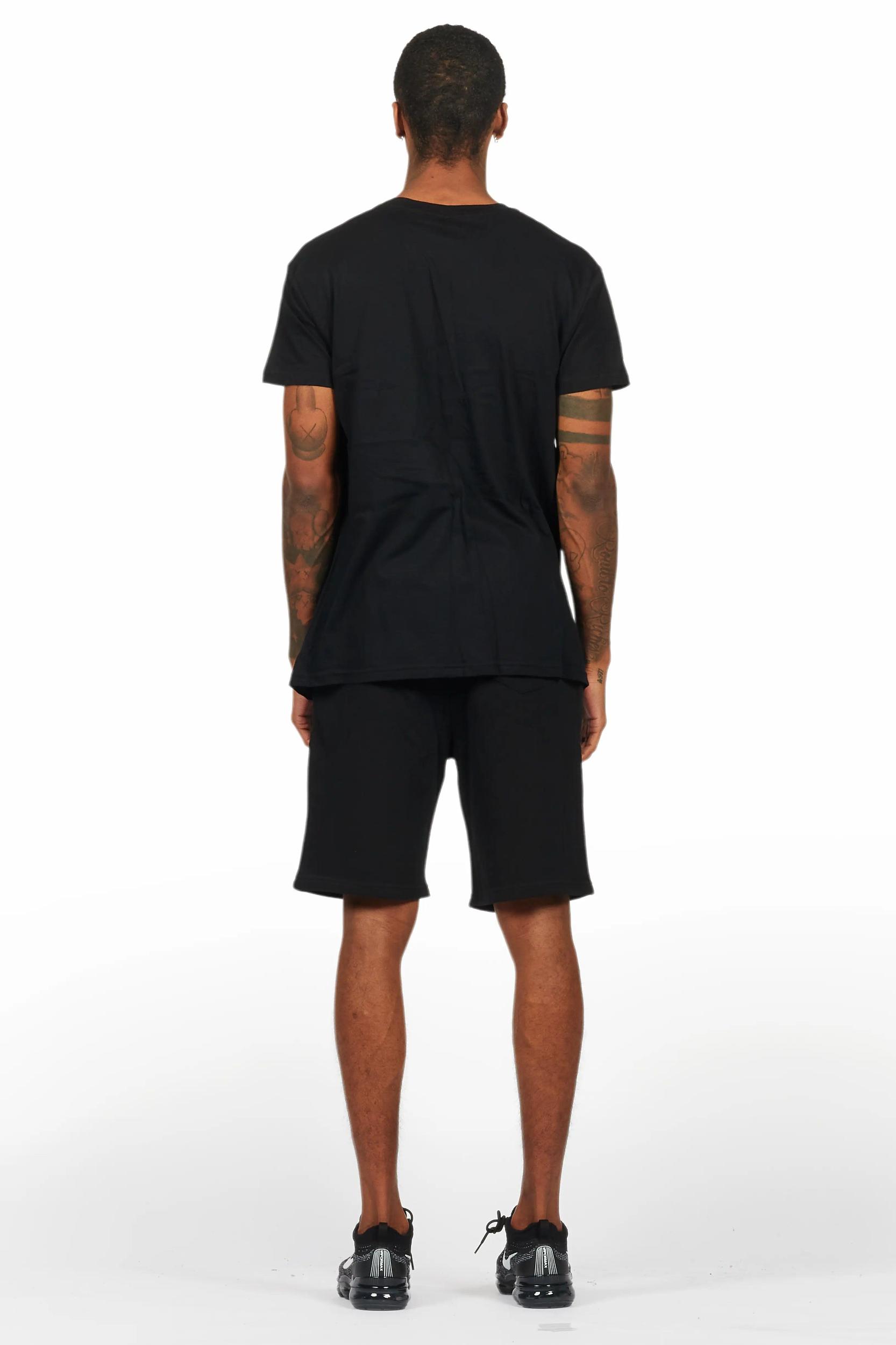 Amos Black Graphic T-Shirt Short Set Male Product Image